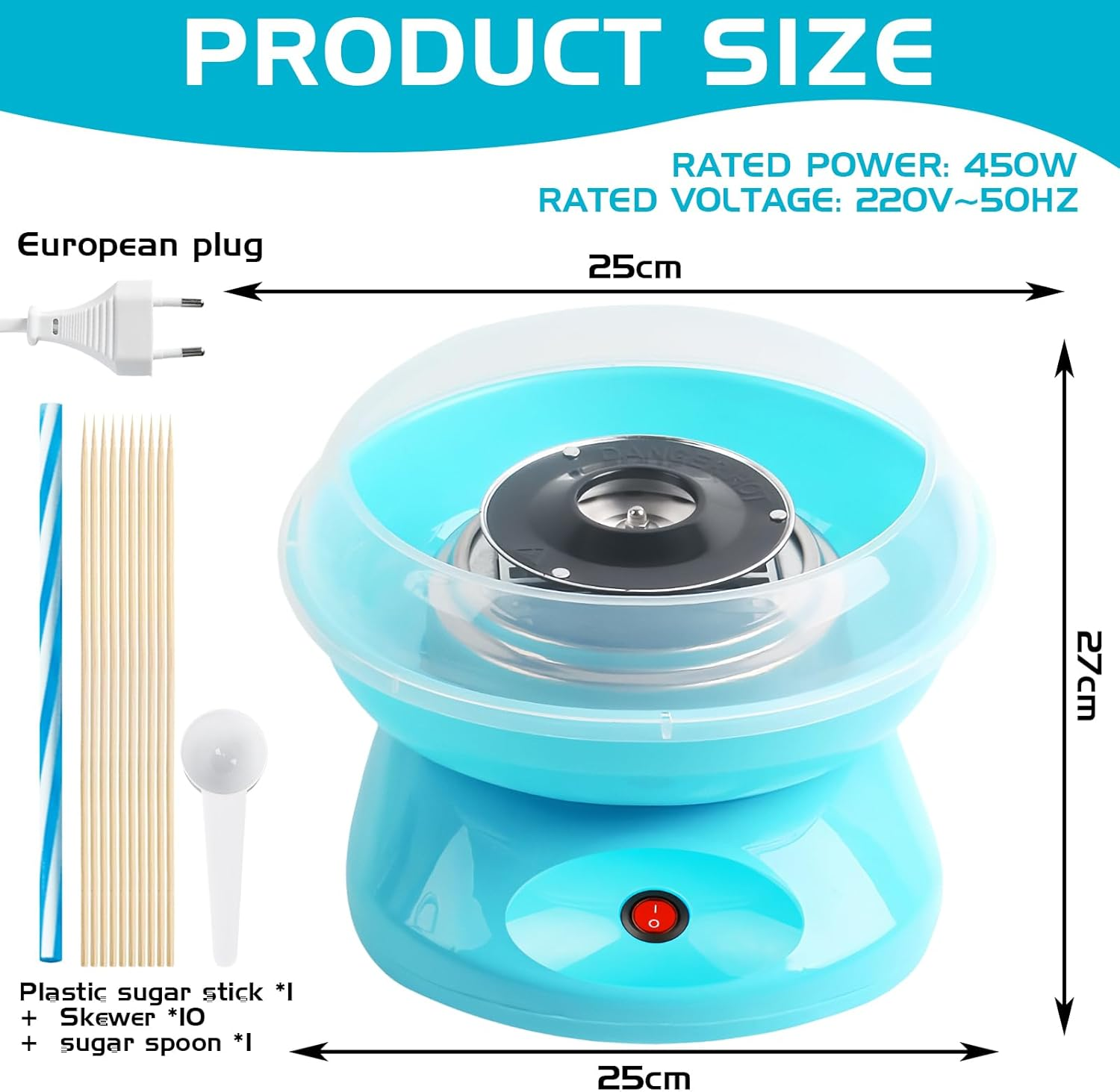 Cotton Candy Machine, Cotton Candy Machine, Electric Candy Floss Maker 450W with Accessories for Birthday Various Holidays Easy to Use and Clean image number 4