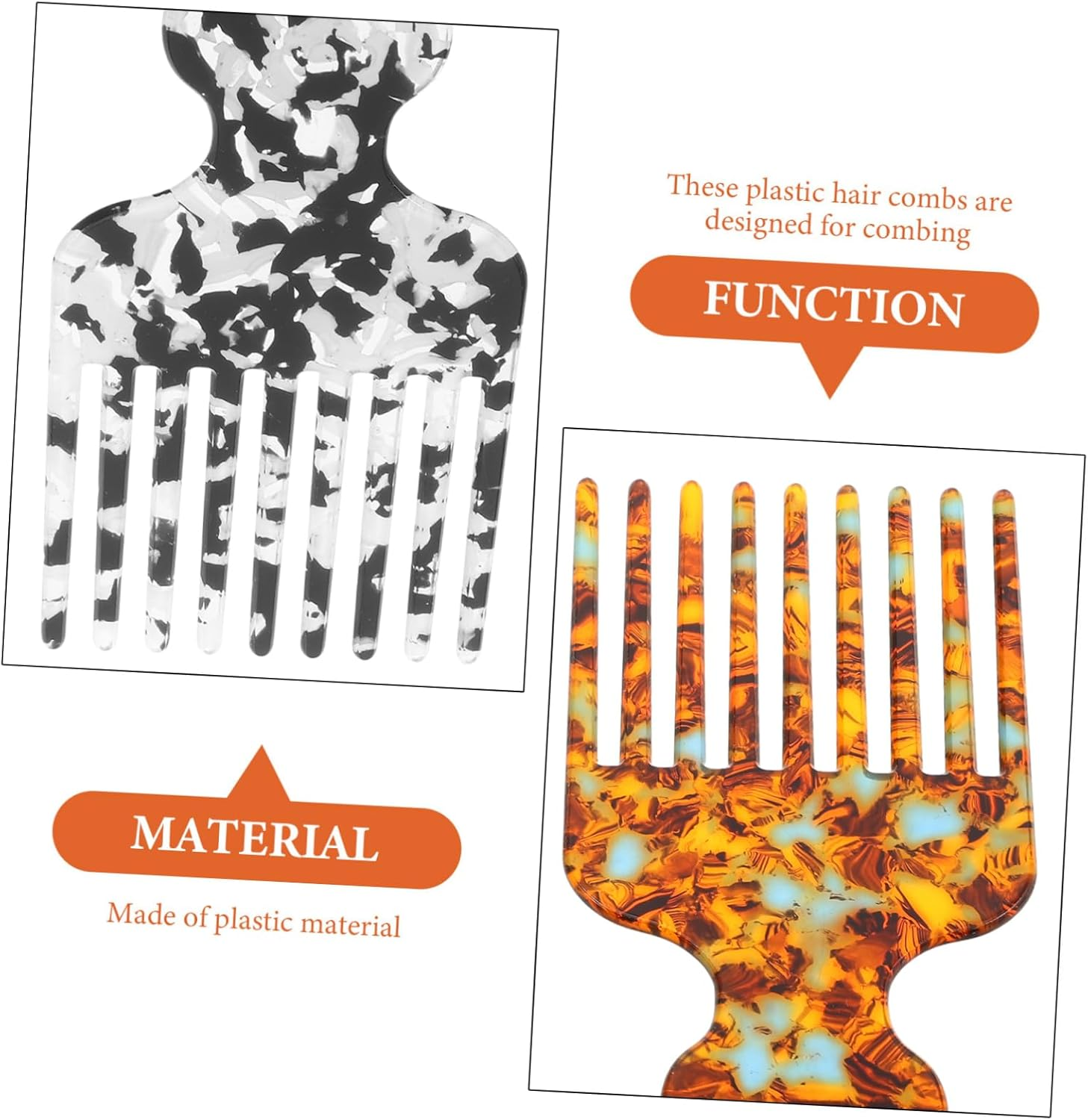 WEKADRIN 2Pcs Vibrant Acetate Hair Stylist Comb with Fine Teeth for Precision Styling Detangling and Sectioning Braids Wigs Curly American African Hair Lightweight Portable Design image number 6