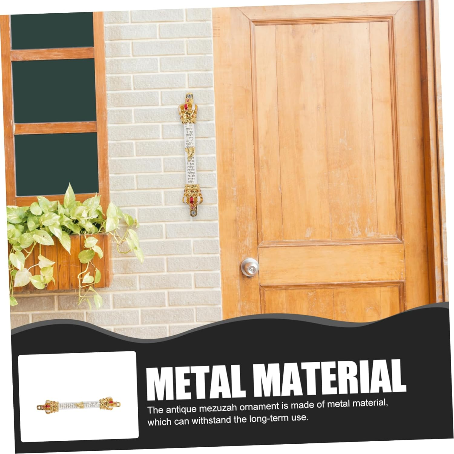 Religious Metal Mezuzah Door Memorial Scroll with Red Crown Design Jewish Hanukkah Home Decor Loss of Mother - As Shown image number 5