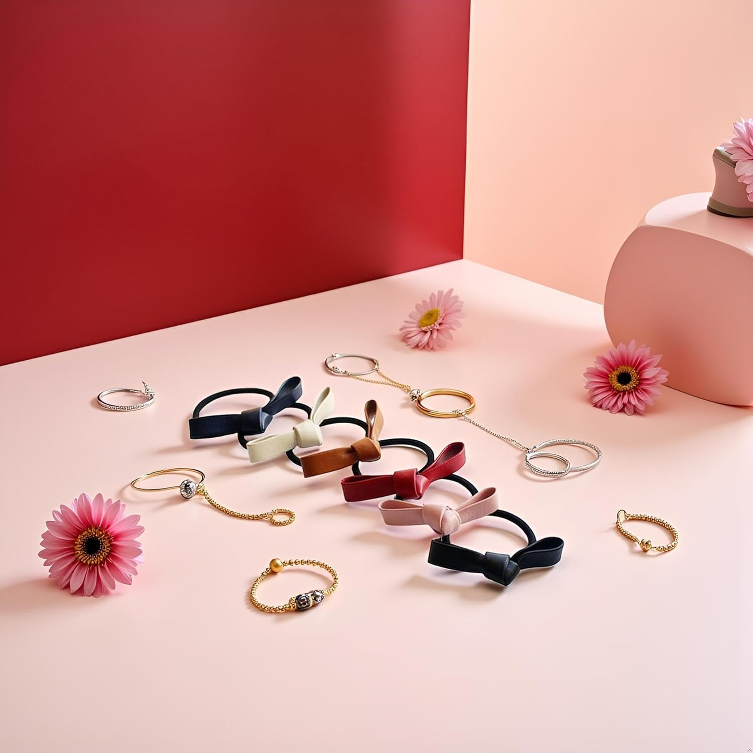 6 Pieces Small Knotted Hair Ties PU Leather Elastic Hair Bands Simple Hair Ropes Ponytail Holders Hair Ties Hair Accessories image number 4