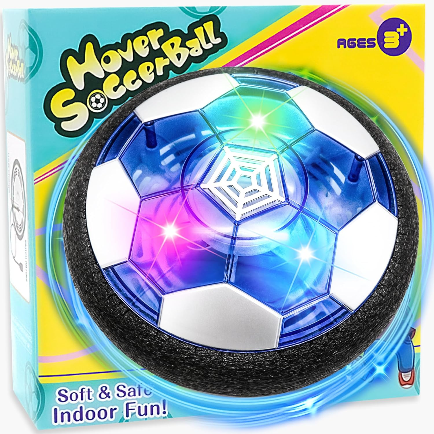 Hover Soccer Ball, Kids Toys for Boys Girls Age 3 4 5 6, Sport Indoor Outdoor Floating Soccer Boys Toys with Led Lights ＆ Foam Cushion, Football Game Birthday for 8-12 Year Old Boy Gift