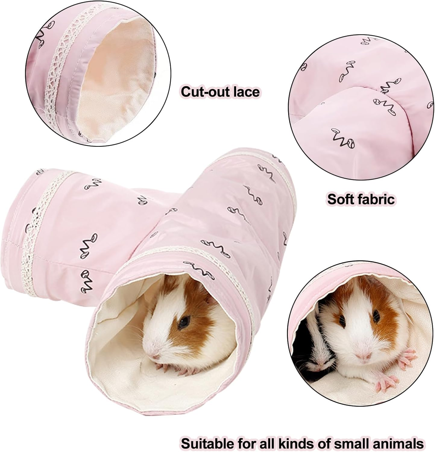 Guinea Pig Tunnel, Foldable Small Animal Activity Tunnel Toy 3-Way Guinea Pig House Hamster Tunnel Accessory for Chinchilla Rat Ferret image number 2