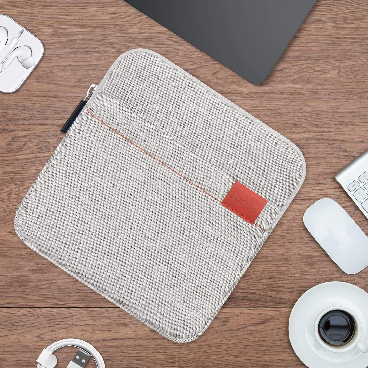 Lacdo Waterproof External USB CD DVD Writer Blu-Ray Protective Storage Carrying Case Bag Compatible Apple MD564ZM/A Superdrive,Magic Trackpad, Samsung/Lg/Dell/Asus/External DVD Drives, Gary - Gray image number 5