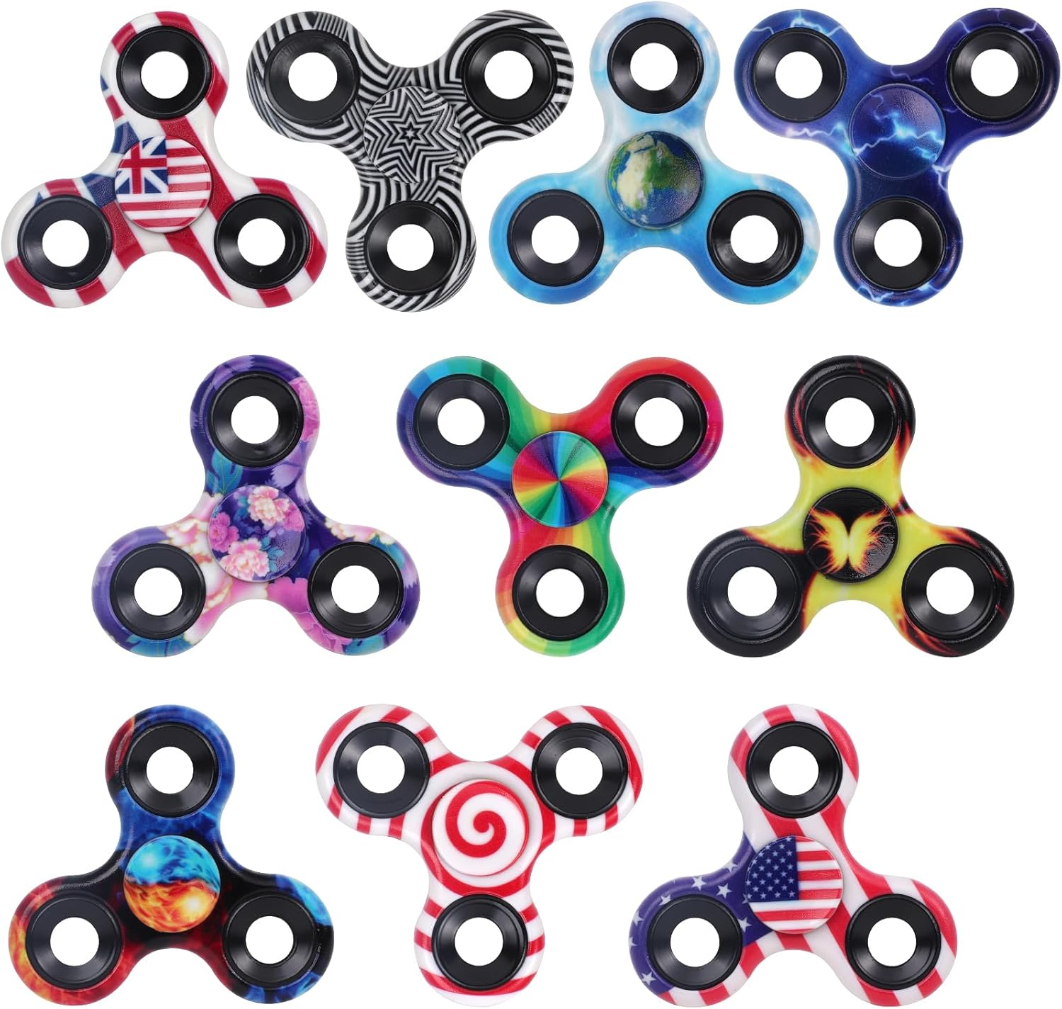 10 Pack Fidget Spinner Bulk for Kid Adult, Metal Tri-Spinner Fidget Toy Set Durable Hand Spinner EDC, Party Favors Supplies Goodie Bag Stuffers Classroom Prizes image number 6