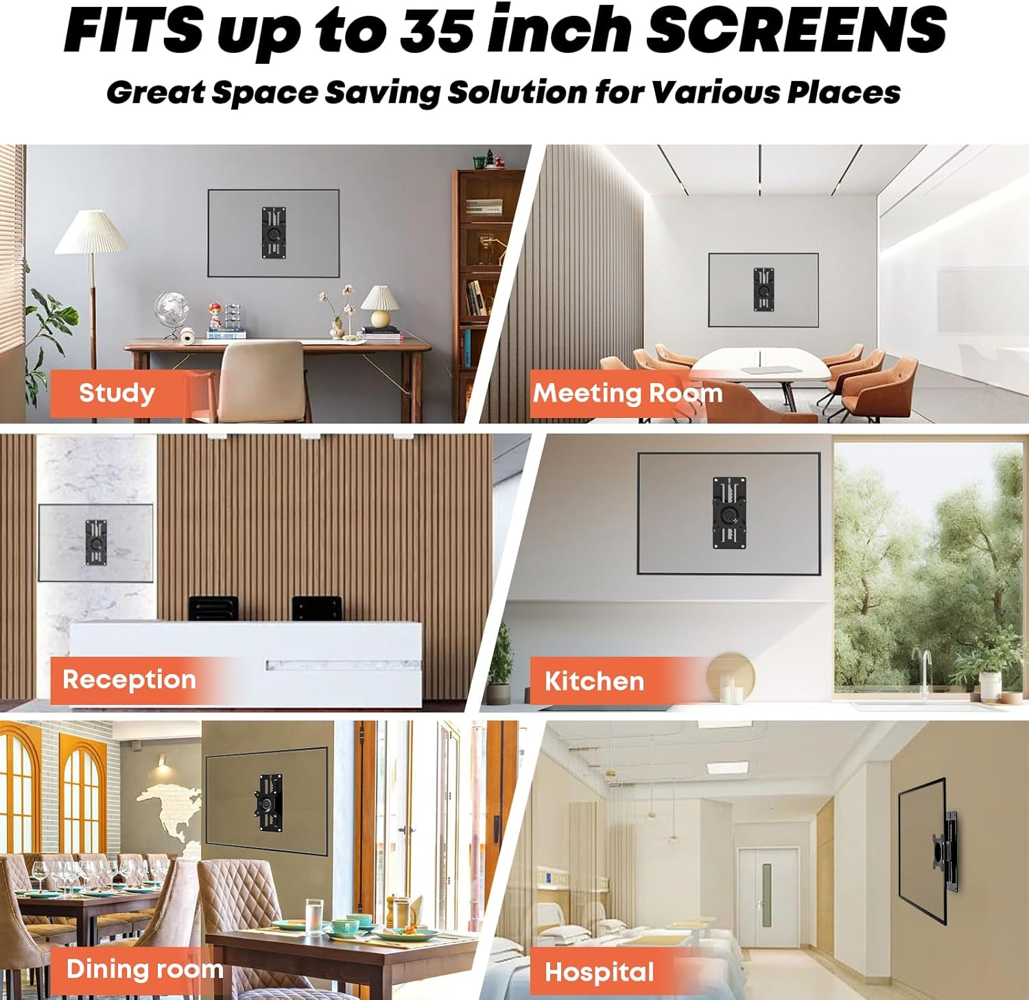 Height Adjustable Monitor Wall Mount Bracket for Most 13-35 Inch Screens,Full Motion&Ultra Slim Single Monitor Mount with VESA 75X75/100X100Mm up to 22Lbs,Black image number 3