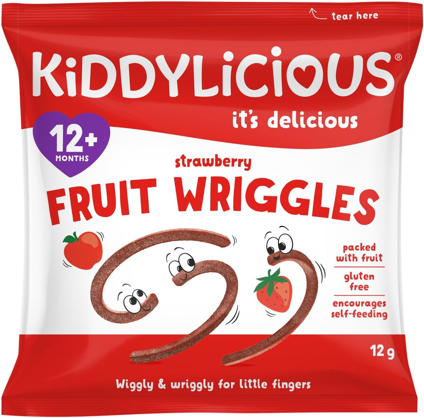 Kiddylicious - Fruit Wriggles - Strawberry - Delicious Snacks for Babies - Suitable for 12+ Months - 12G image number 5