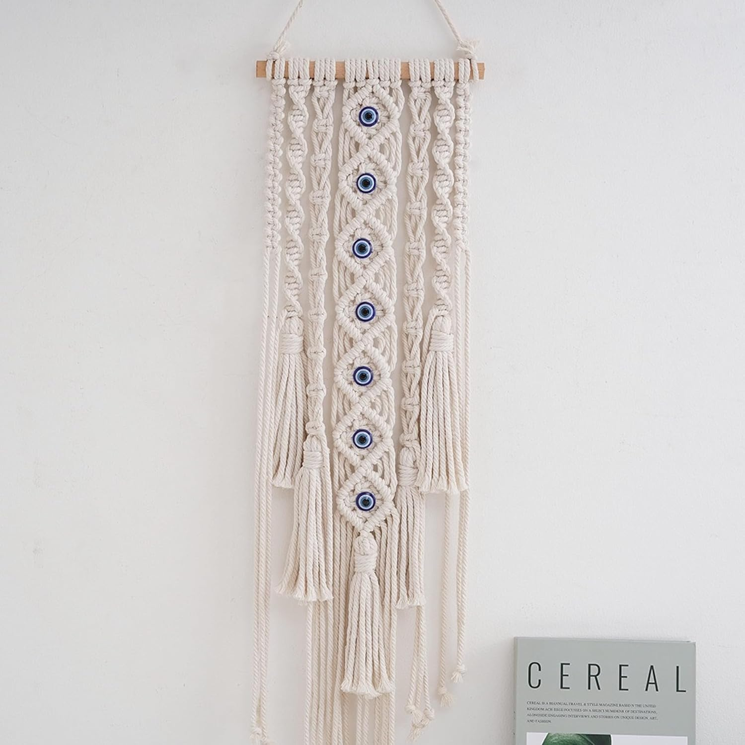 Boho Macrame Wall Hanging,Handmade Evil Eye Wall Decor Dreamcatchers for Bedroom Home Apartment Ornament Craft Gift (27.55&ldquo; X 7.87")