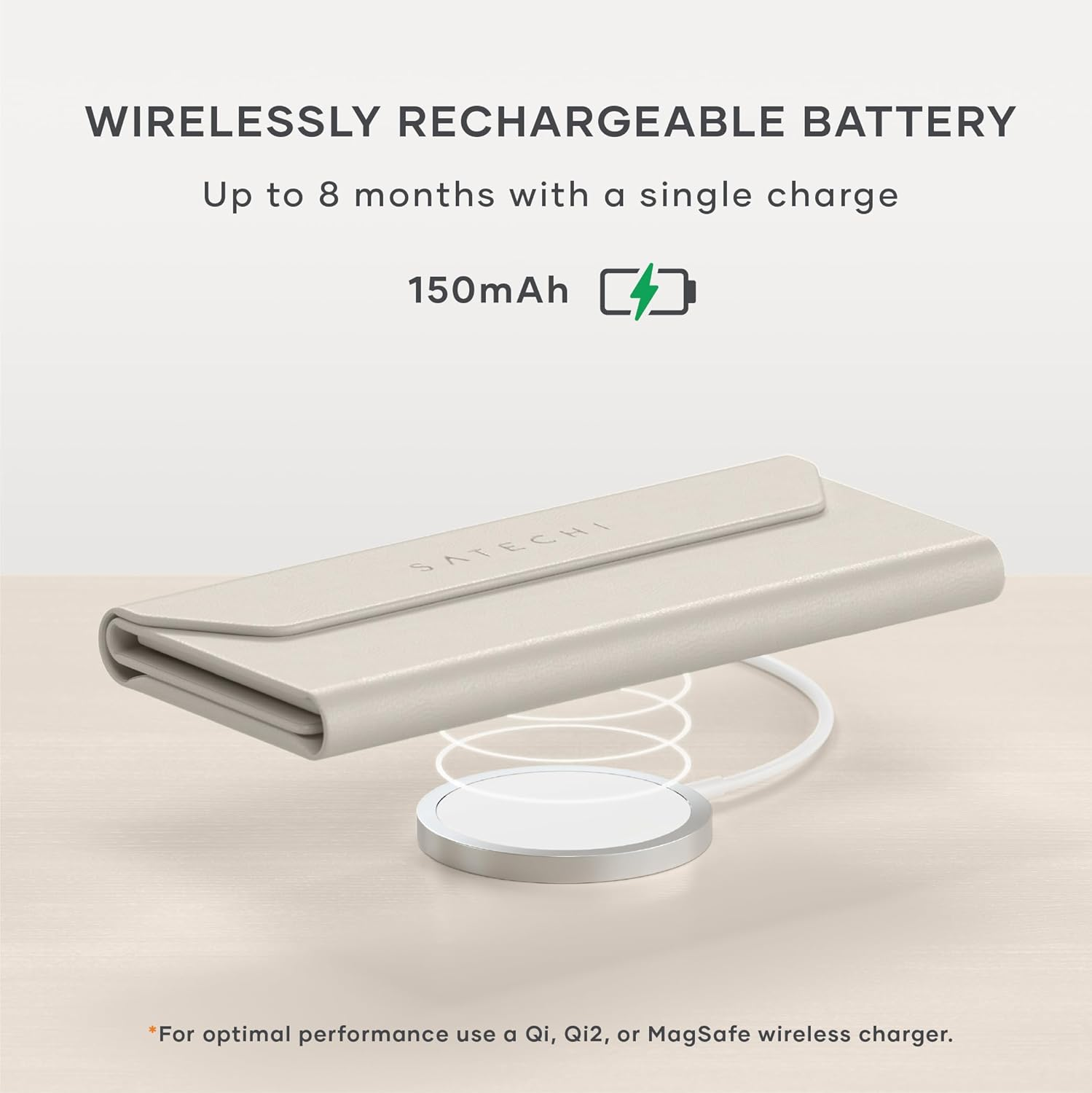 Satechi Findall Smart Glasses Case with Find My, Foldable & Portable, Wireless Rechargeable, Left-Behind Alerts, Loud Audible Chime, Compatible with Most Glasses & XR/AR Glasses &ndash; Sand - Sand image number 4