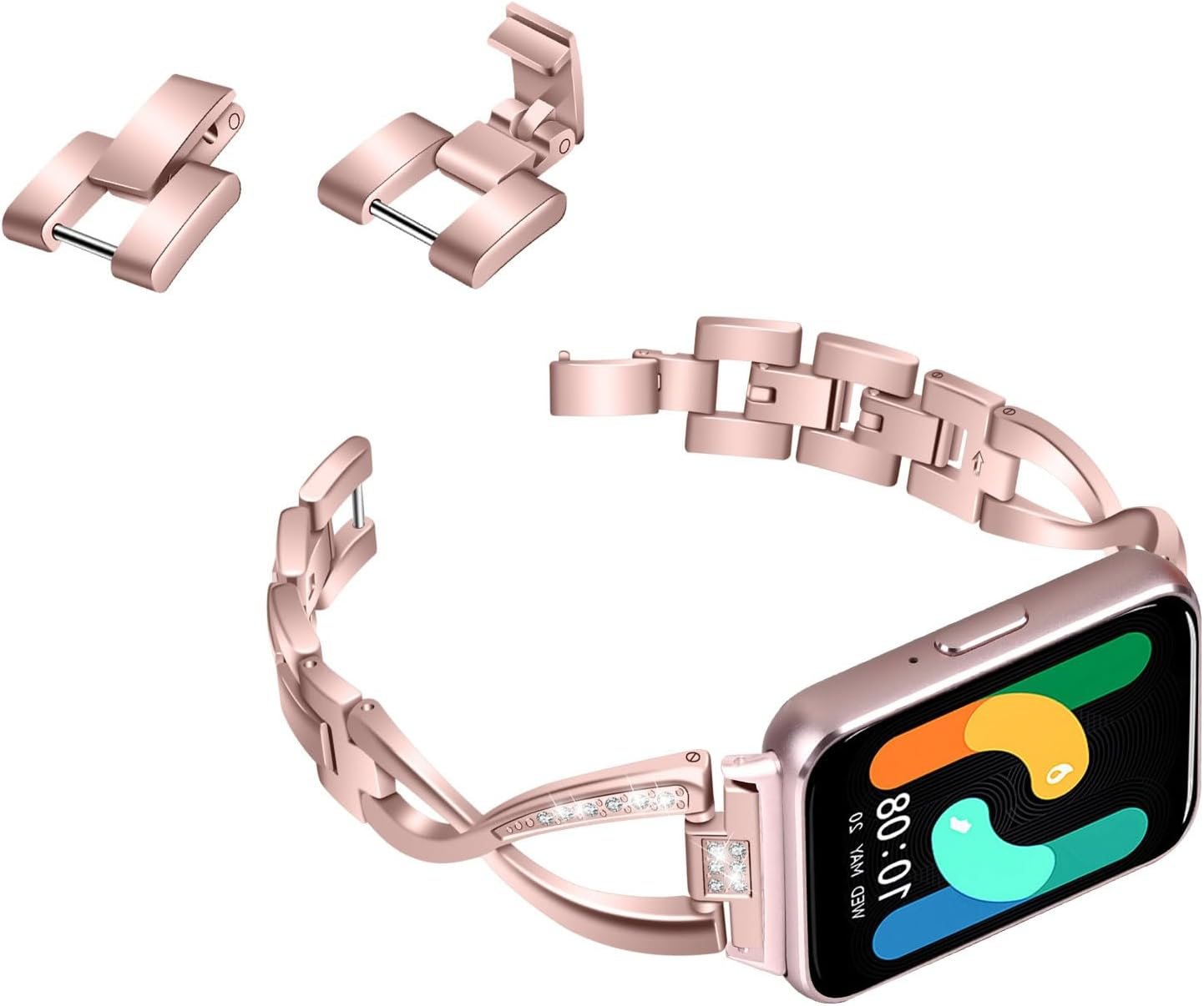 Compatible with Samsung Galaxy Fit 3 Bands, Big X Premium Stainless Steel Quick Release Bracelet, Wristband Stainless Steel Bracelet Replacement Straps for Women image number 4