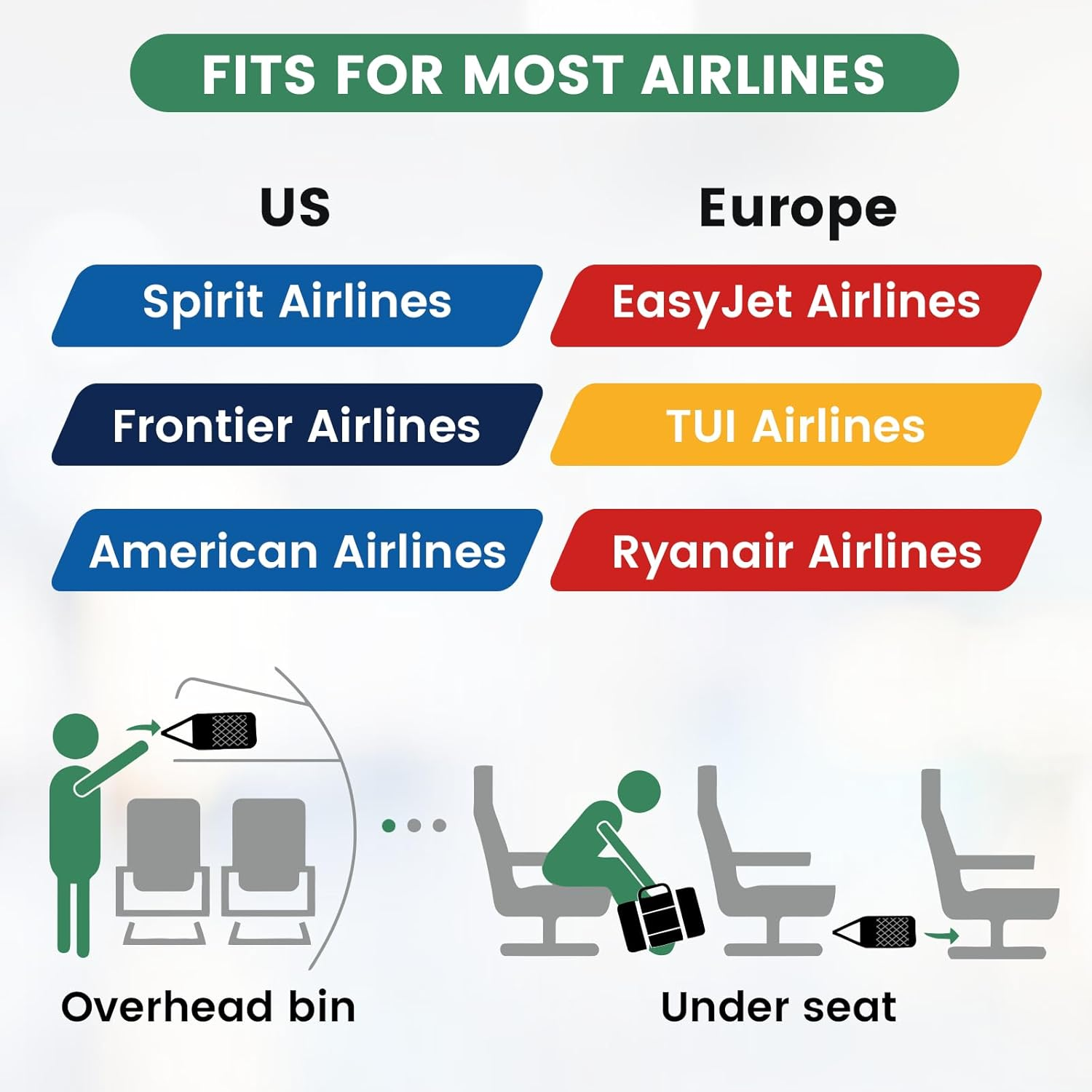 Personal Item Bag for Airlines - Foldable Travel Bag 18X14X8 Small Duffle Bag for Spirit Frontier Weekender Overnight - Green image number 1