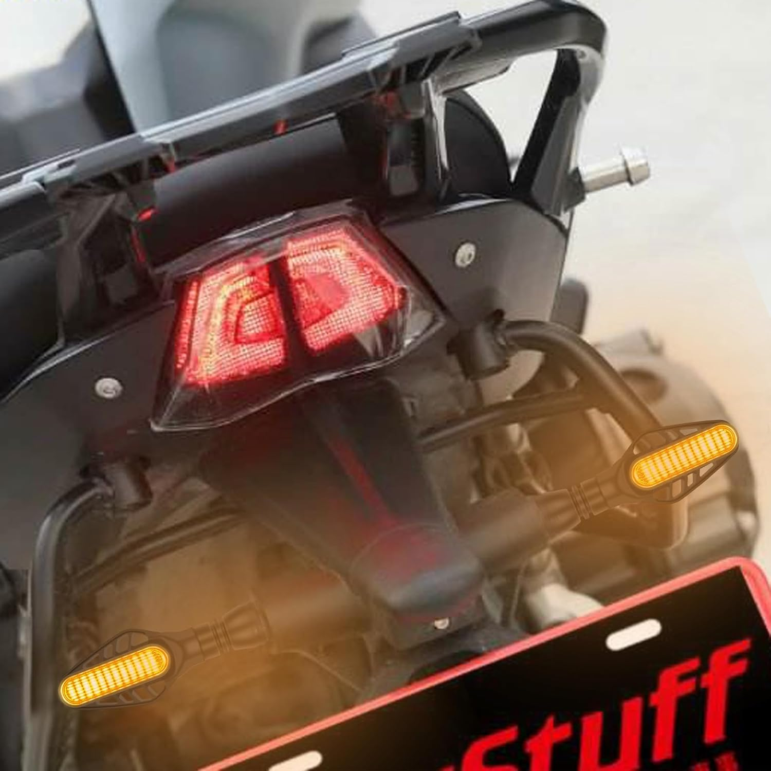 Kinstecks 4PCS Mini Motorcycle Indicators Flowing Turning Indicators Turn Signal Lights 12LED 12V for Motorcycle Motorbike Scooter Quad Cruiser Harley Kawasaki Yamaha Suzuki off Road image number 4