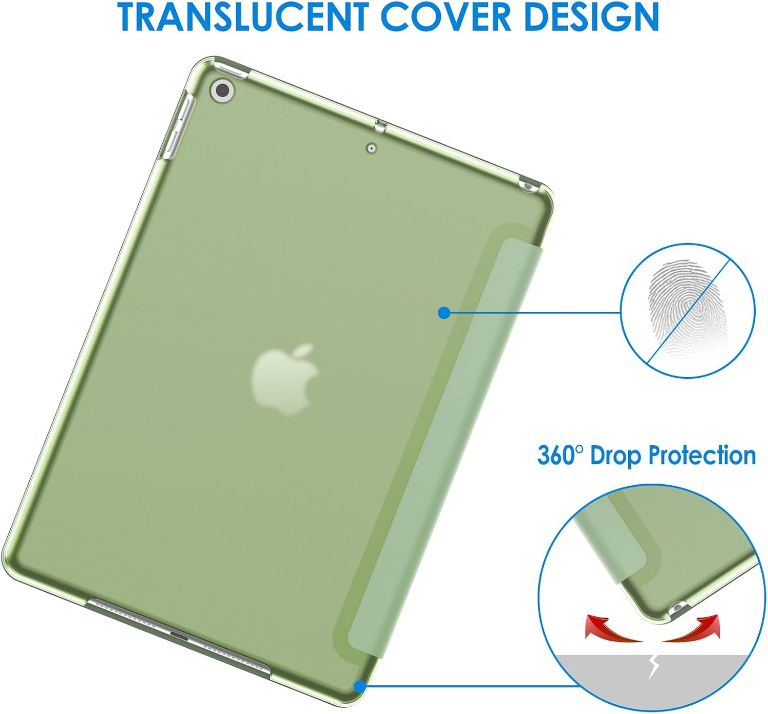 Jetech Case for Ipad 10.2-Inch (2021/2020/2019 Model, 9/8/7 Generation), Auto Wake/Sleep Cover (Matcha Green) - Black image number 4