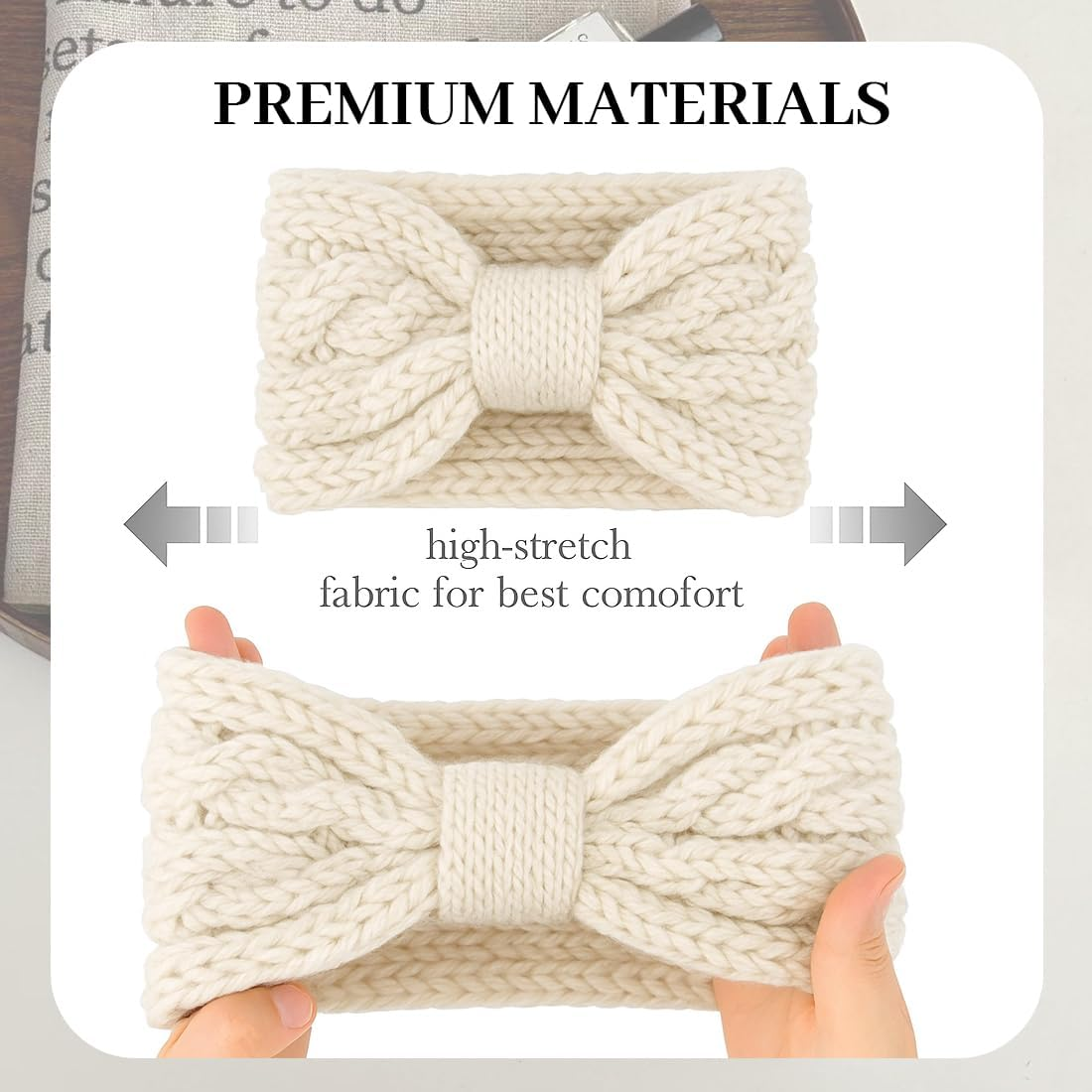 Pack of 2 Women'S Winter Headband Children Girls Headband Women'S Winter Knitted Autumn and Winter Versatile Hair Band, Elastic Thick Headwrap Headband, Beige, Grey