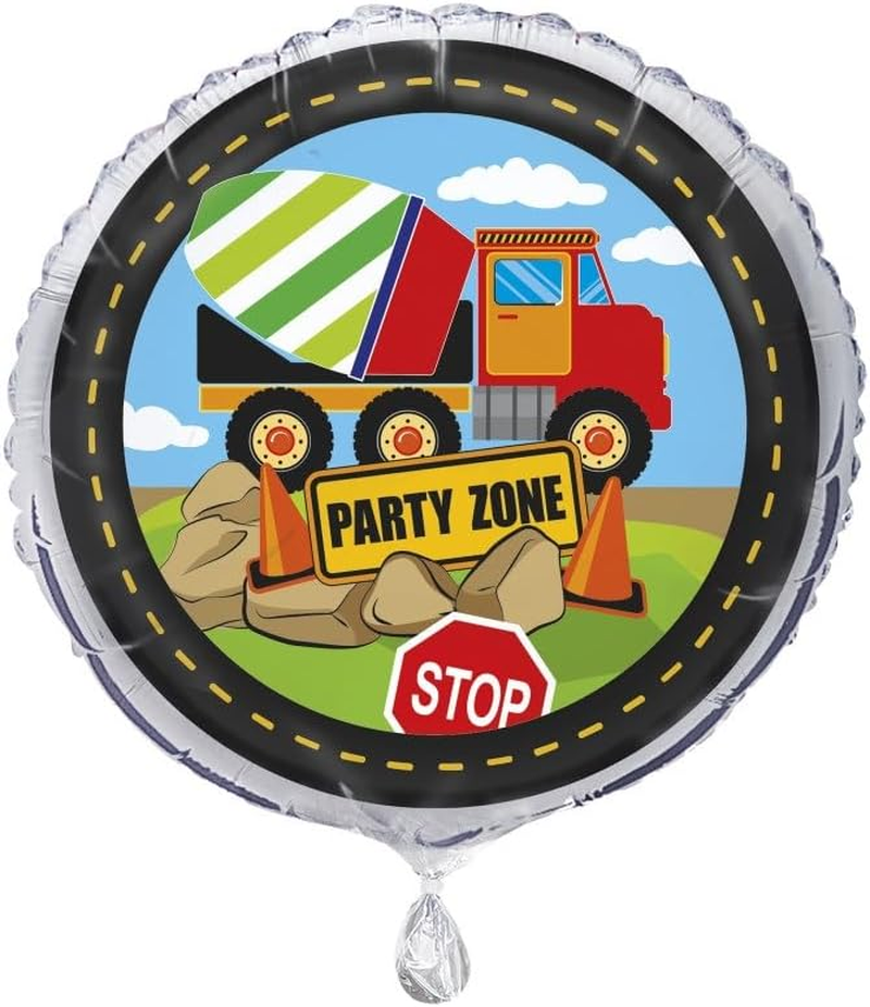 Unique Construction Party Zone Foil Balloon, Multi, 45Cm (18") image number 2