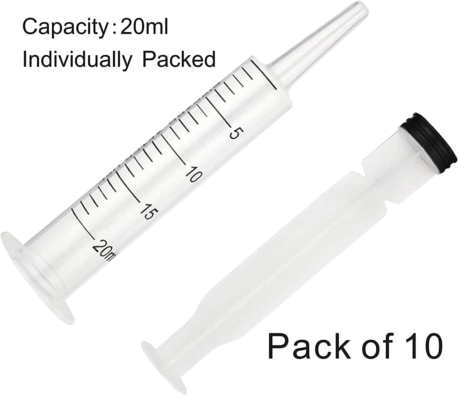 20Ml Syringe with Caps (10 Pcs), Suitable for Feeding Newborn Small Animals, Also Suitable for Liquid Extraction, Adding Ink, Watering Flowers, Etc. image number 5