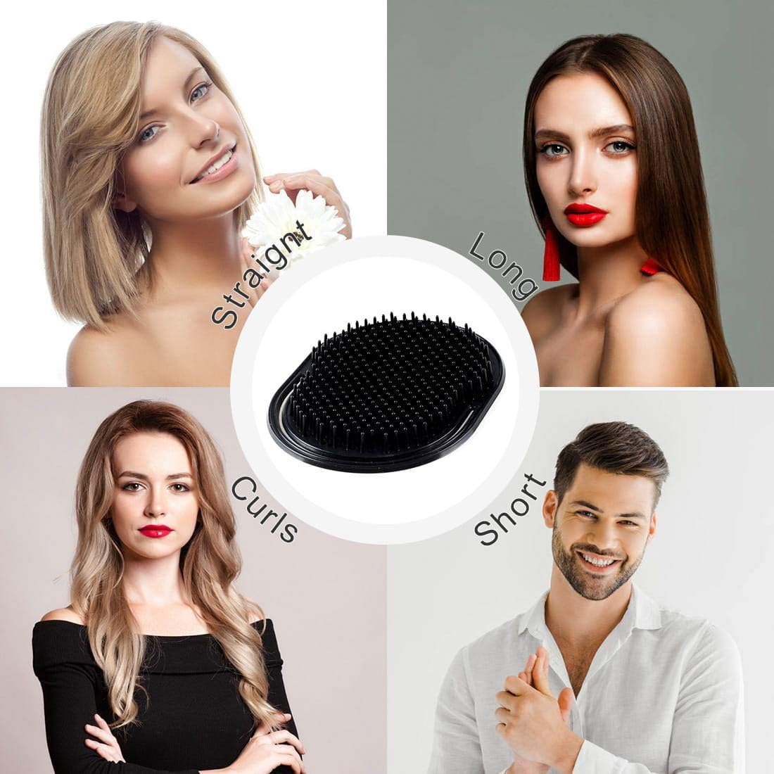 6Pcs Shampoo Pocket Comb Massage Hair Brush - Portable Palm Brush for Beard, Scalp Massage, Men and Pets (6PA)