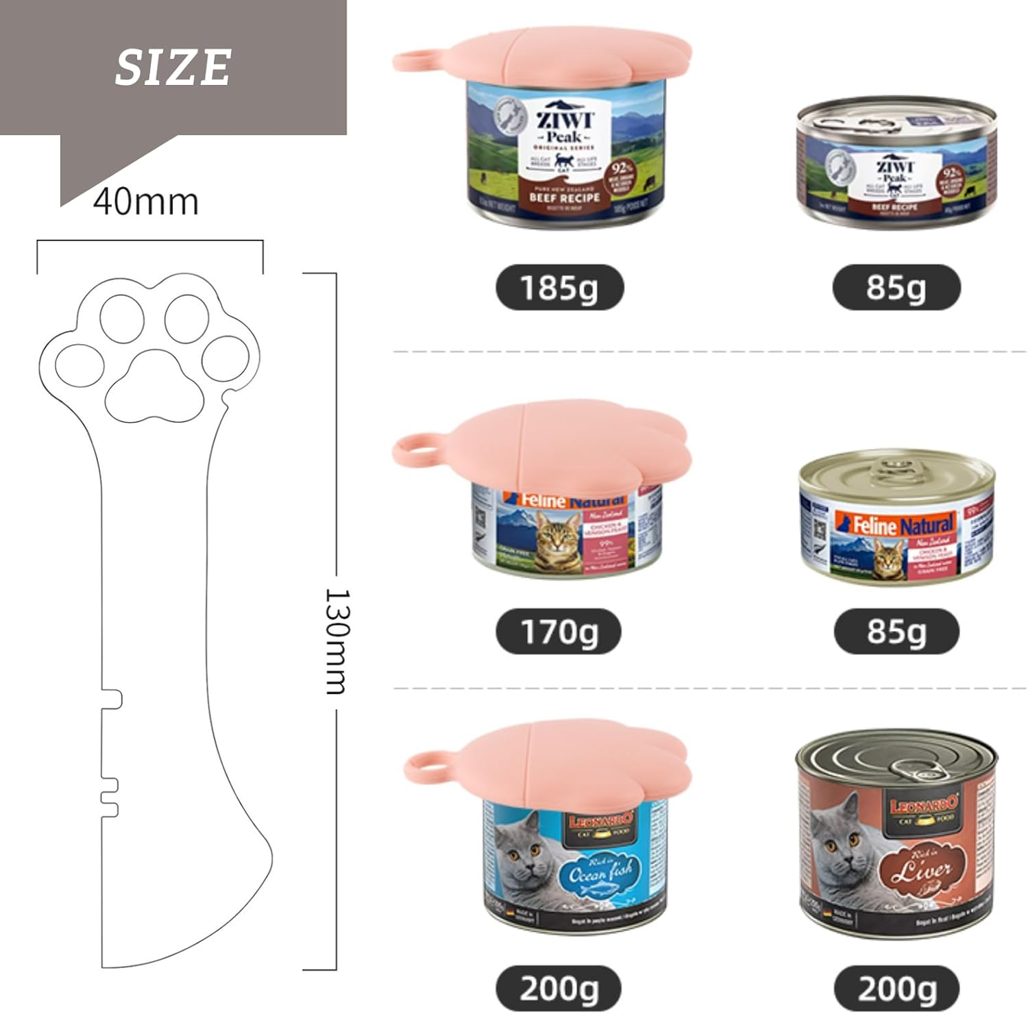 2 Pcs Pet Food Can Lids & One Can Spoon Cute Paw Shape Opener Spatula Cat Wet Food Spoon Silicone Can Covers Pet Food Can Spoon Pet Can Opener Pet Can Food Feeding Tool (Grey+White/Pink) image number 6