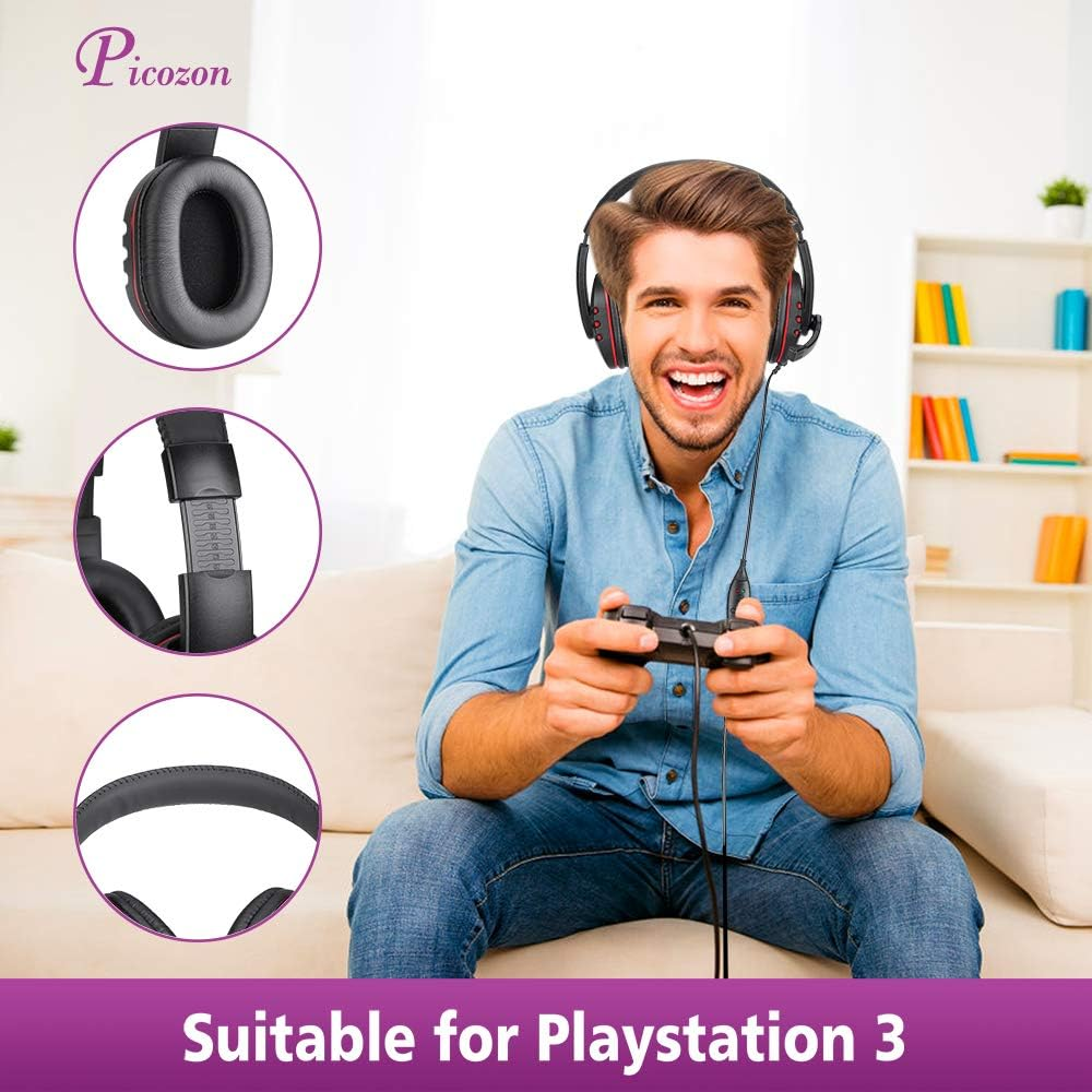 Picozon USB Gaming Headset Headphone with Microphone for PS4, Playstation Vita, Mac, Laptop, Tablet, Computer, Mobile Phones image number 1