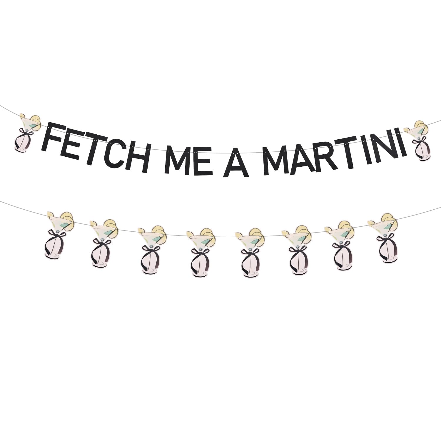 Fetch Me a Martini Banner, Glitter Martini Party Decorations Reusable Birthday Garland Decor Pre-Assembled Martini Themed Party Decorations for Bachelorette Party Backdrop image number 3