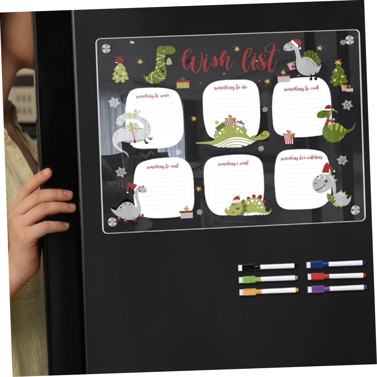 VILLFUL Magnetic Note Board Acrylic Dry Erase Board Strong Magnets Refrigerator Writing Planning image number 2