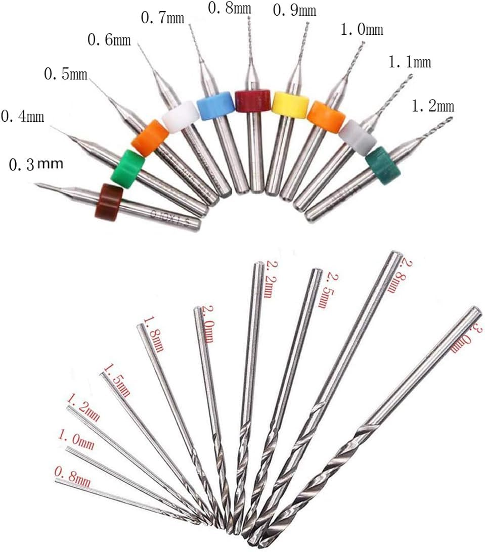 KEWAYO 10Pcs PCB Drill Bits Set Spiral Flute Carbide 0.3Mm-1.2Mm Micro Drill Bits 1/8" Shank for Print Circuit Board Stone Dremel Jewelry CNC Punching Engraving image number 1