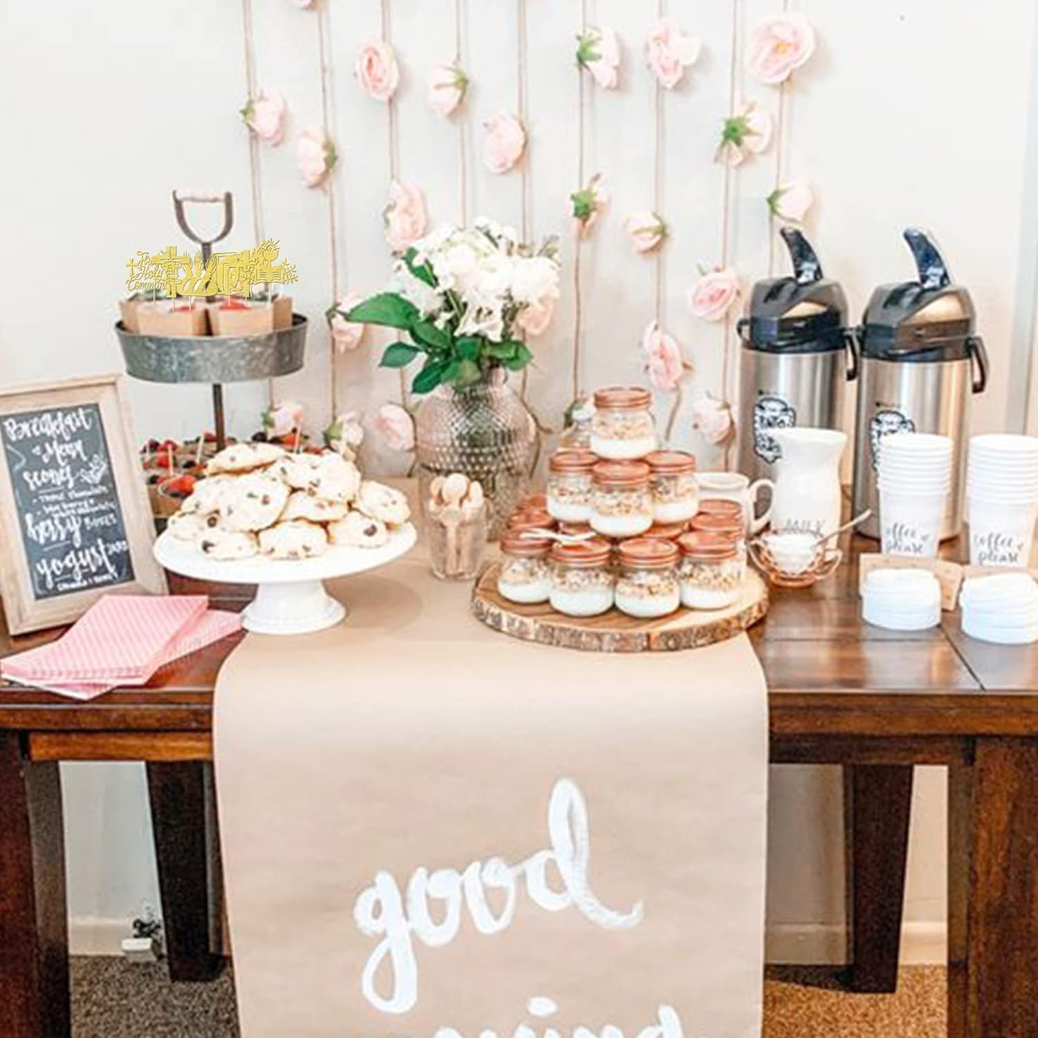 24 Pack First Holy Communion Cupcake Toppers Glitter Cross Bible Cupcake Picks Angel God Bless Cake Decorations for First Communion Baptism Religion Theme Birthday Party Supplies (Gold) image number 2