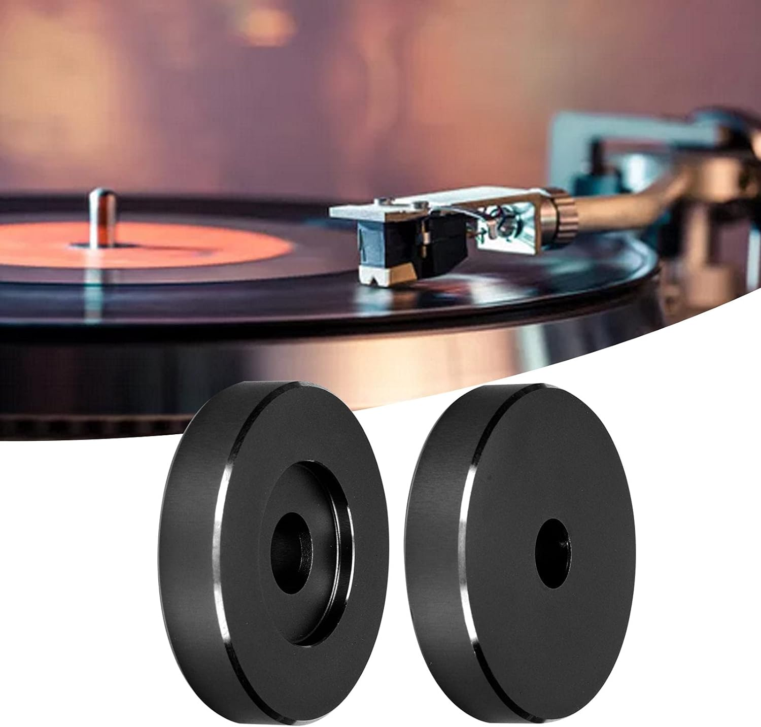 Record Turntable Adapter, 45 RPM Adapter for Most Big Hole Records Turntable, Record Dome Adapter, Made of All Aluminum, Silver/Golden/Black(Black) image number 3