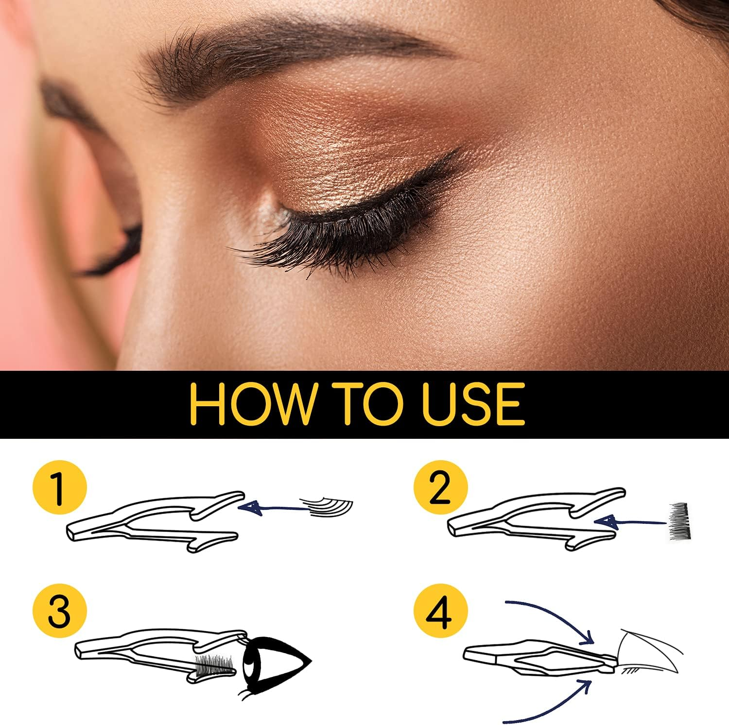 OAZIZ Dual Magnetic Eyelashes, 0.2Mm Ultra Thin Magnet, Easy to Wear & Light Weight, Best 3D Reusable Eyelashes, Magnetic Lashes Set with Applicator [8 PC with Tweezers] image number 4