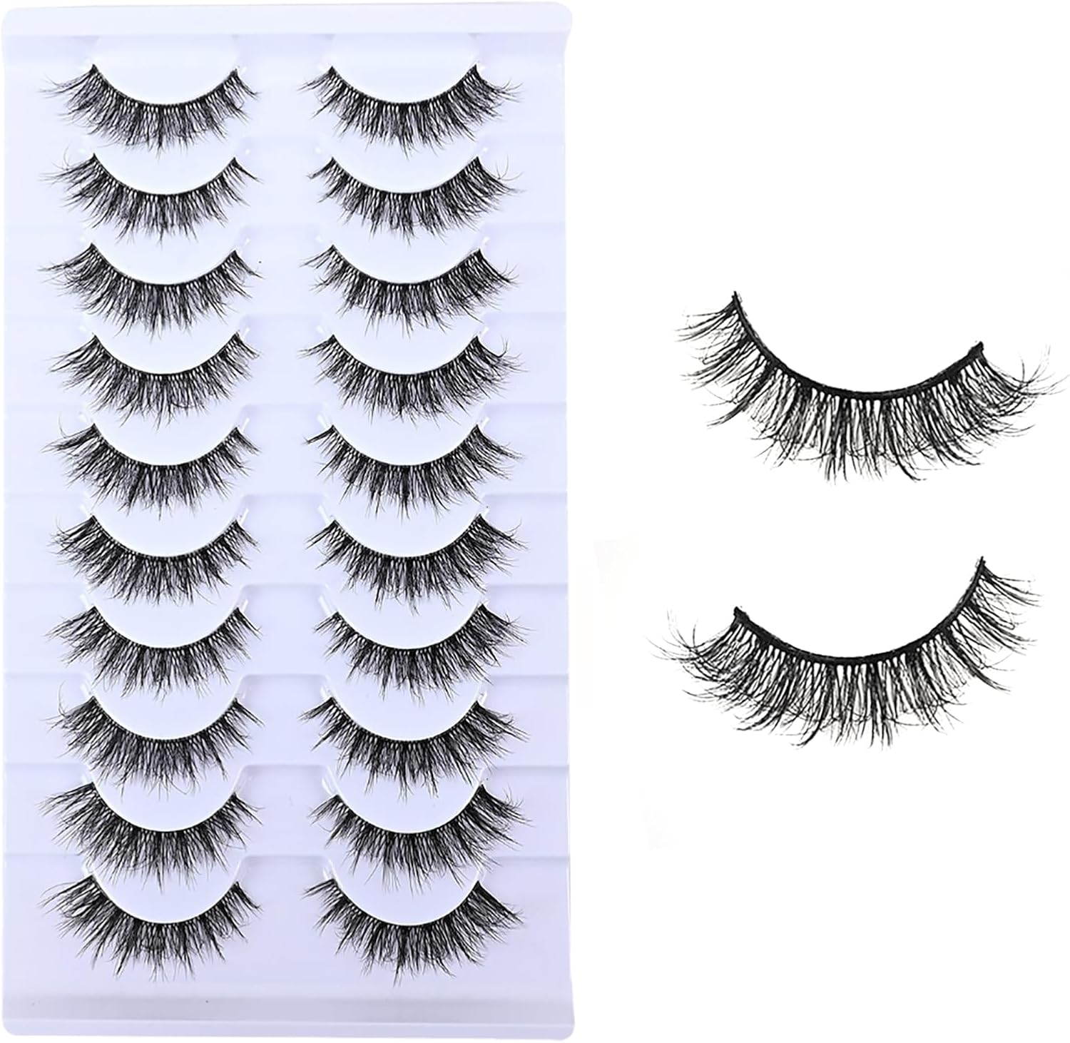 YPYMOD 10 Pairs of False Eyelashes, Natural Eyelashes, Wispy Lashes, Soft Fluffy Eyelashes, Cat Eye Lashes (H10) image number 1