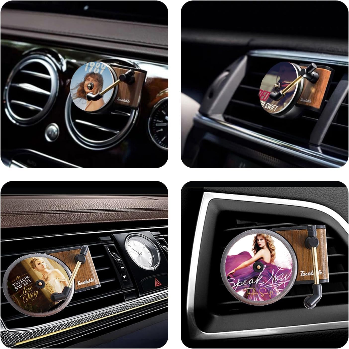 Car Air Freshener, Record Player Air Freshener, Car Record Player Ventilation Clip, Album Cover Record Player Clip, with 2 Players and 12Pcs Aromatherapy Tablets, Music Gifts for Singer Fans image number 1