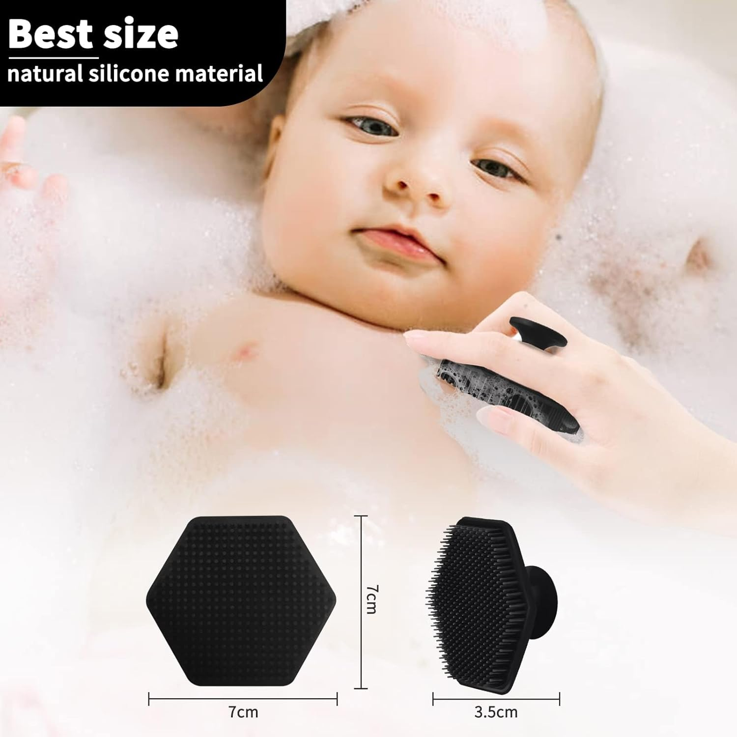 VWMYQ 2 Pack Face Scrubber, Silicone Loofah, Body Wash Scrubber, Body Scrub Brush, Body Scrubbers for Use in Shower, Silicone Loofah Body Scrubber, Exfoliating Body Scrubber Mens Women, (2PC Black) image number 3