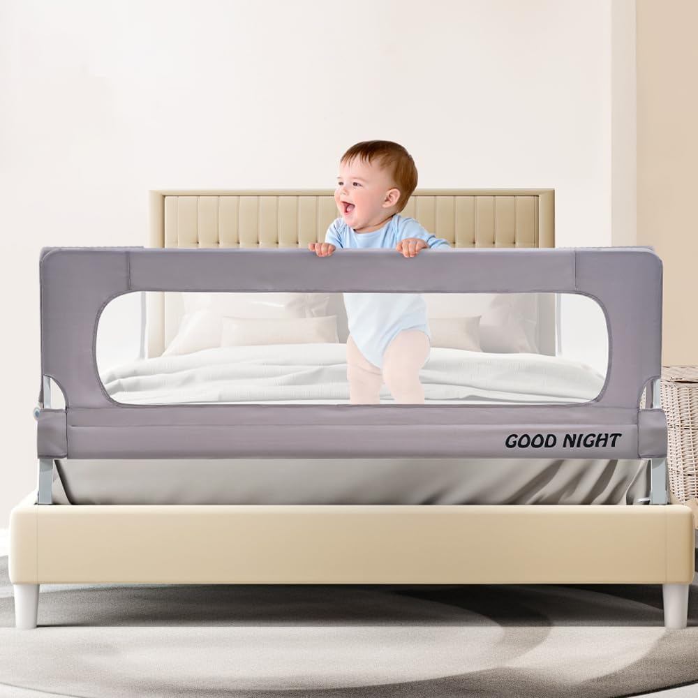 Playpals Toddler Bed Rail, Extra Long Baby Kids Bed Rail Guard Height Adjustable Folding, Crib Safe Bed Side Rail for Queen, Full Size, Twin, King Size (1 Piece, 180Cm X 72Cm/85Cm) image number 4