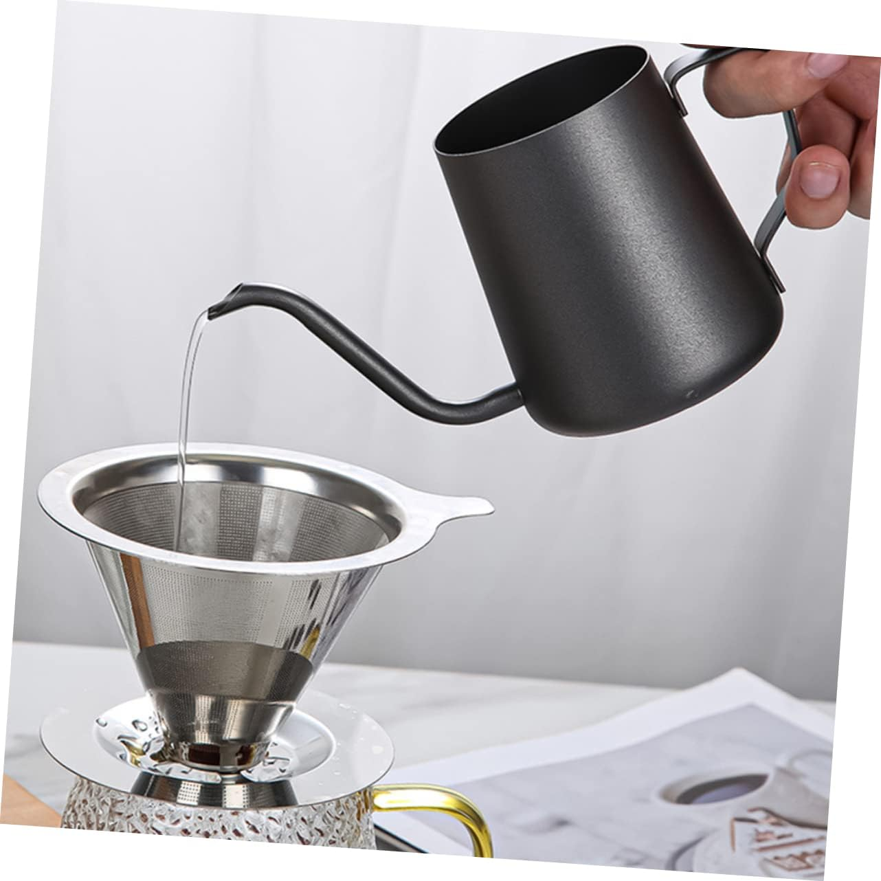 LABRIMP Stainless Steel Pot Espresso Pot Home Supply for Hand Brew Coffee Maker Capacity Long Nose Spout for Easy Use for Home Brewing and Daily Use