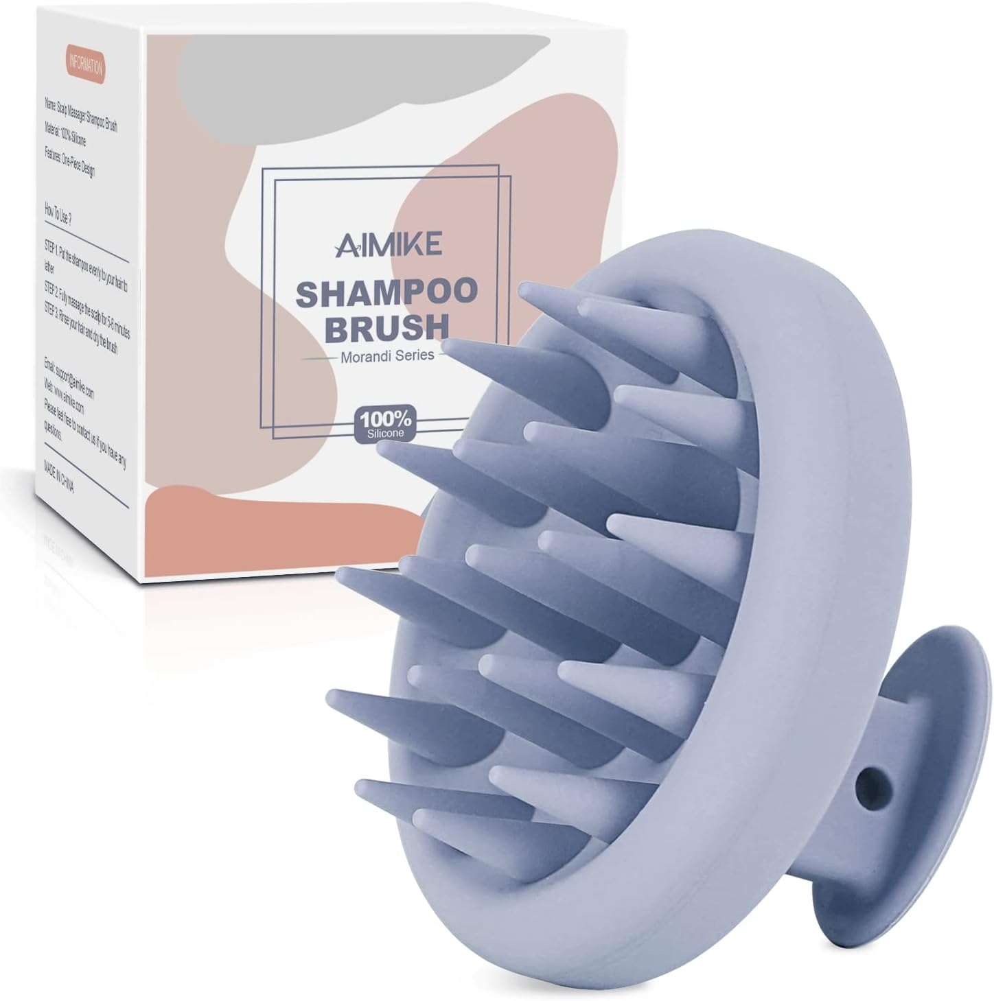 AIMIKE Scalp Massager Shampoo Brush, Soft Silicone Hair Scrubber for Washing Hair, Dandruff Removal & Scalp Scrubber Hair Growth Stimulator, Scalp Brush/Exfoliator Brush on Dry & Wet Scalp - Pink