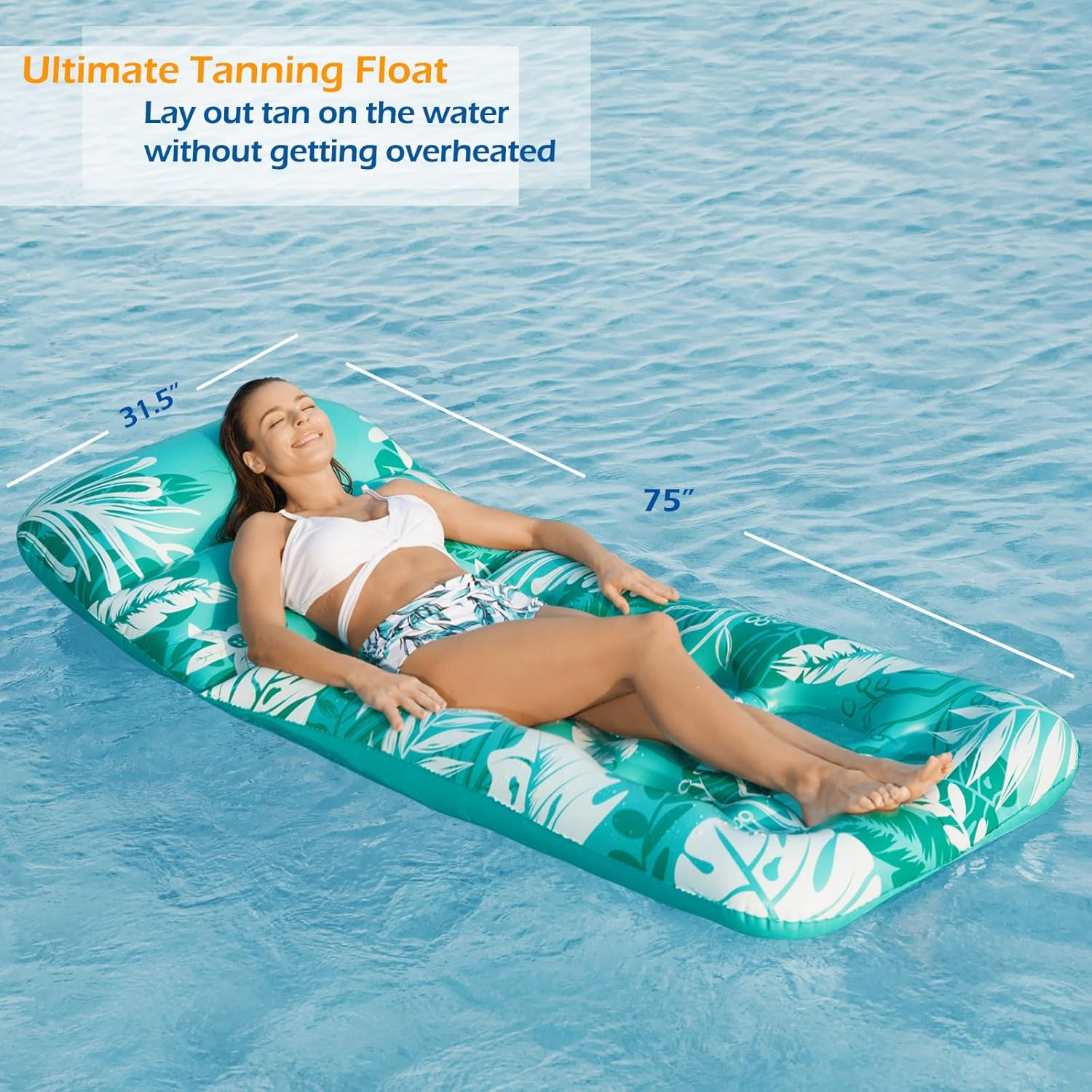 Jasonwell Inflatable Pool Float Adult - Pool Floaties Lounger Floats Rafts Floating Chair W Adjustable Backrest Cup Holders Water Floaty Pool Lake Lounge Tanning Float Beach Party Toys Adults Kids image number 3