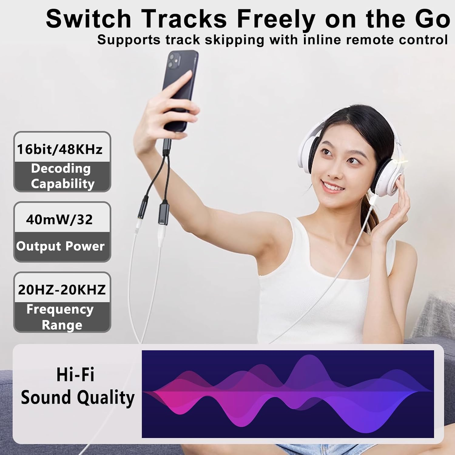 Usb C to 3.5Mm Audio Jack and Charger 2 in 1 USB C Headphone Adapter USB C to Aux with 100W PD Fast Charging Splitter Cable for Iphone 16/15 Pro/Max/Plus/Ipad 10 Pro for Samsung S24 S23 Google Pixel 9 image number 4