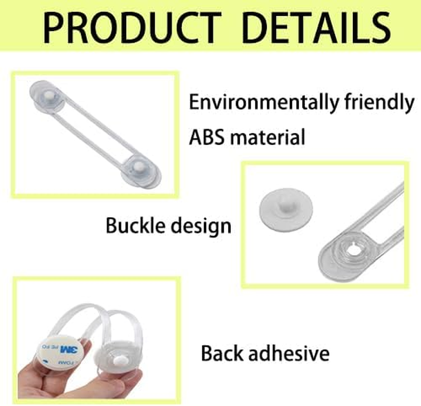 Cabinet and Drawer Locks, 12-Piece Safety Lock, Protected Cabinet Locks, Protected Drawer Door Refrigerator Locks, No-Drill Adjustable Strap with 3M Adhesive Gasket