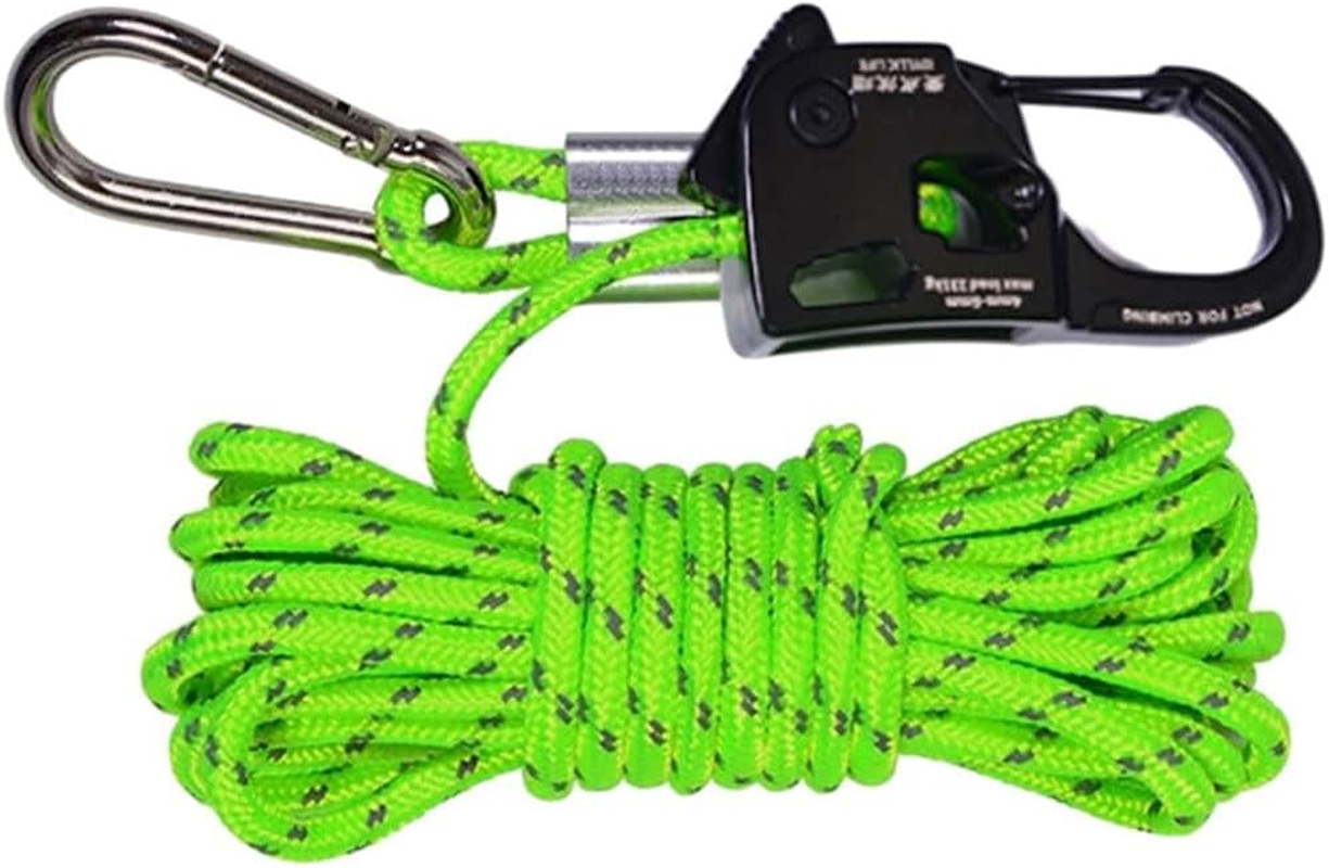Universal Tent Rope Tensioner Set &ndash; 6Mm X 5M Reflective Cord with Aluminum Alloy Self-Locking Adjuster, Snap Buckle, Stainless Steel Hook & Cord Loop &ndash; Camping Guy Line Kit for Tents, Tarps & Outdoors