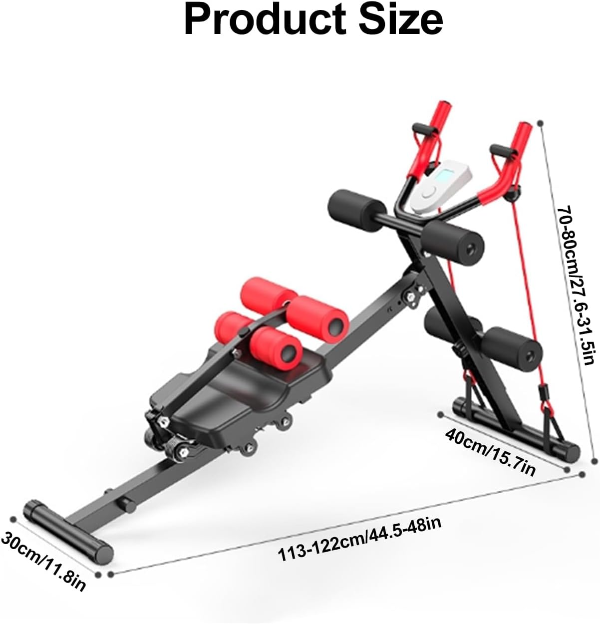 Ab Machine, Height Adjustable Abs Workout Equipment, Foldable Multi-Functional Ab Trainer for Home Gym, Knee Protection image number 4