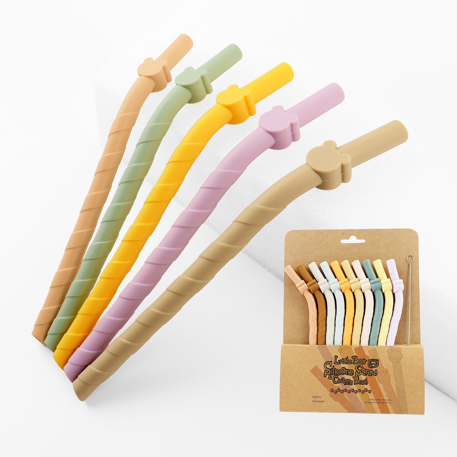Reusable Silicone Straws for Kids and Adults,Dishwasher Safe,Bpa Free,10 PCS, Food Grade Straws for Smoothies, Shakes, Drinks,Foldable for Home and Travel Use (Multicolor-Straight, 5.5 Inch)