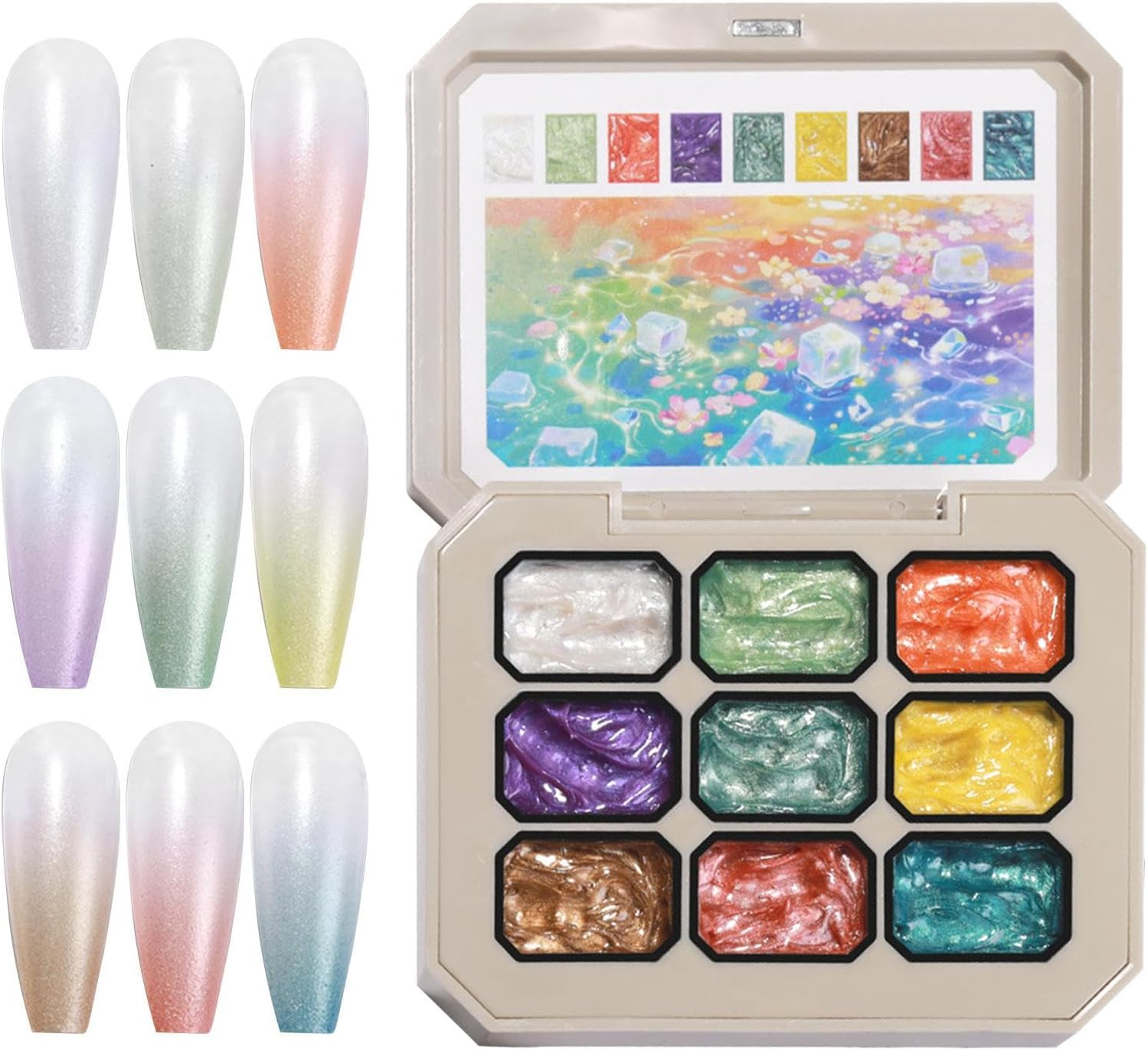 Pat Gel Polish | Manicure Gradient Painting Gel - 9-Color Polish Palette Accessories Nail Design Art Tools for Women Manicure Creation Painting image number 5