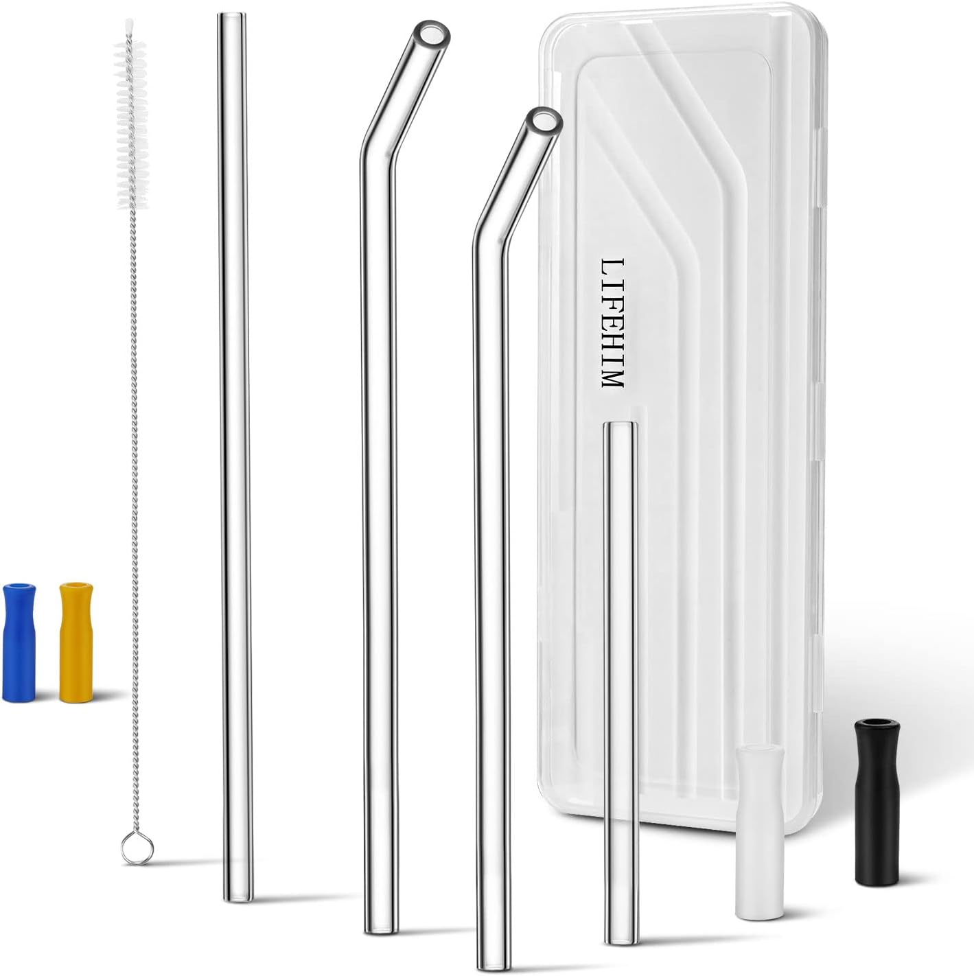 Reusable Glass Straws: Portable with Case, Multi-Size Clear Straws for Drinking image number 6