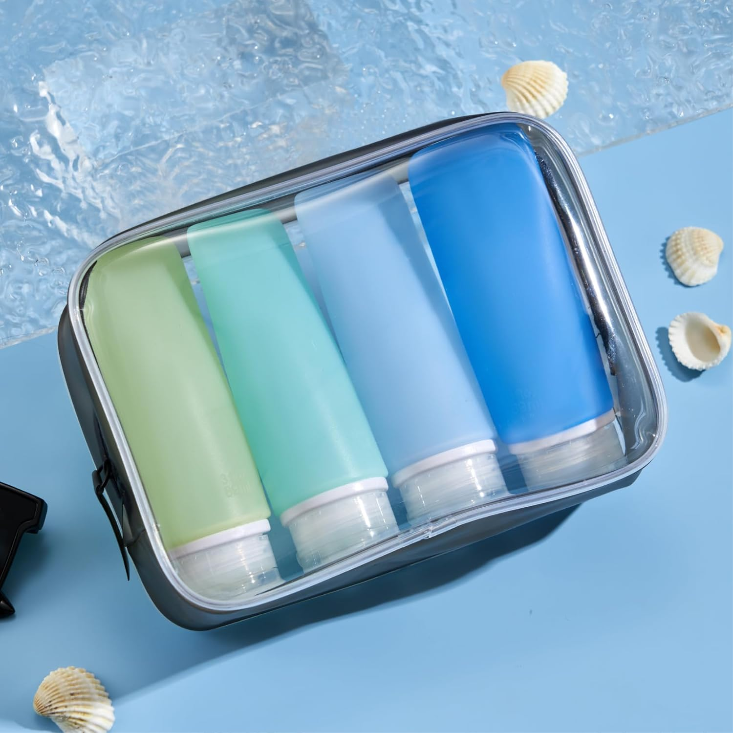 INSFIT Travel Bottles for Toiletries, 90Ml Travel Containers for Toiletries Leakproof BPA Free TSA Approved Squeezable Silicone Tubes Travel Accessories with Labels Blue - Green image number 3