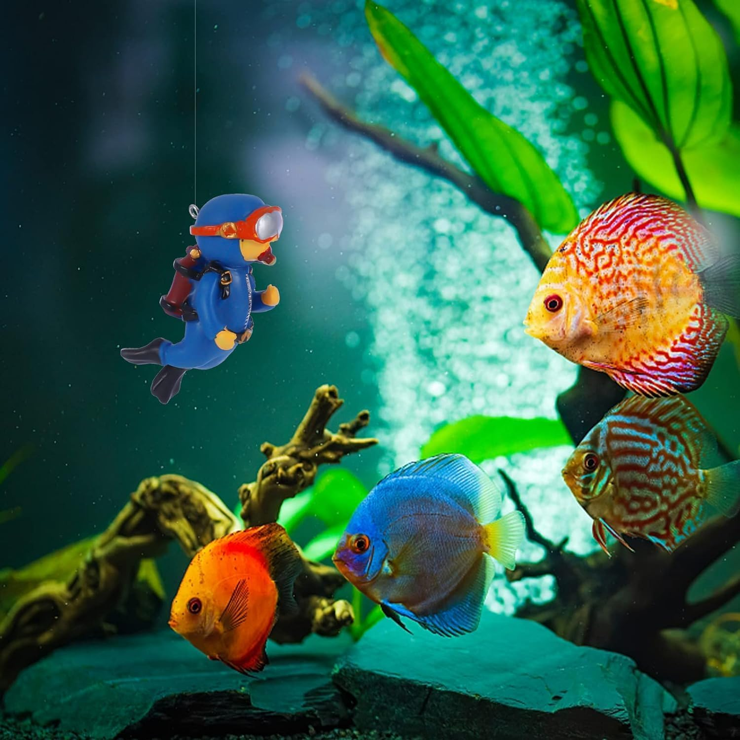 3Pcs Resin Floating Aquarium Decorations,Floating Fish Tank Decoration,Floating Diver for Fish Tank Aquarium with Ball and Line for All Kinds of Aquarium/Fish Tank Beautification Decorations image number 1