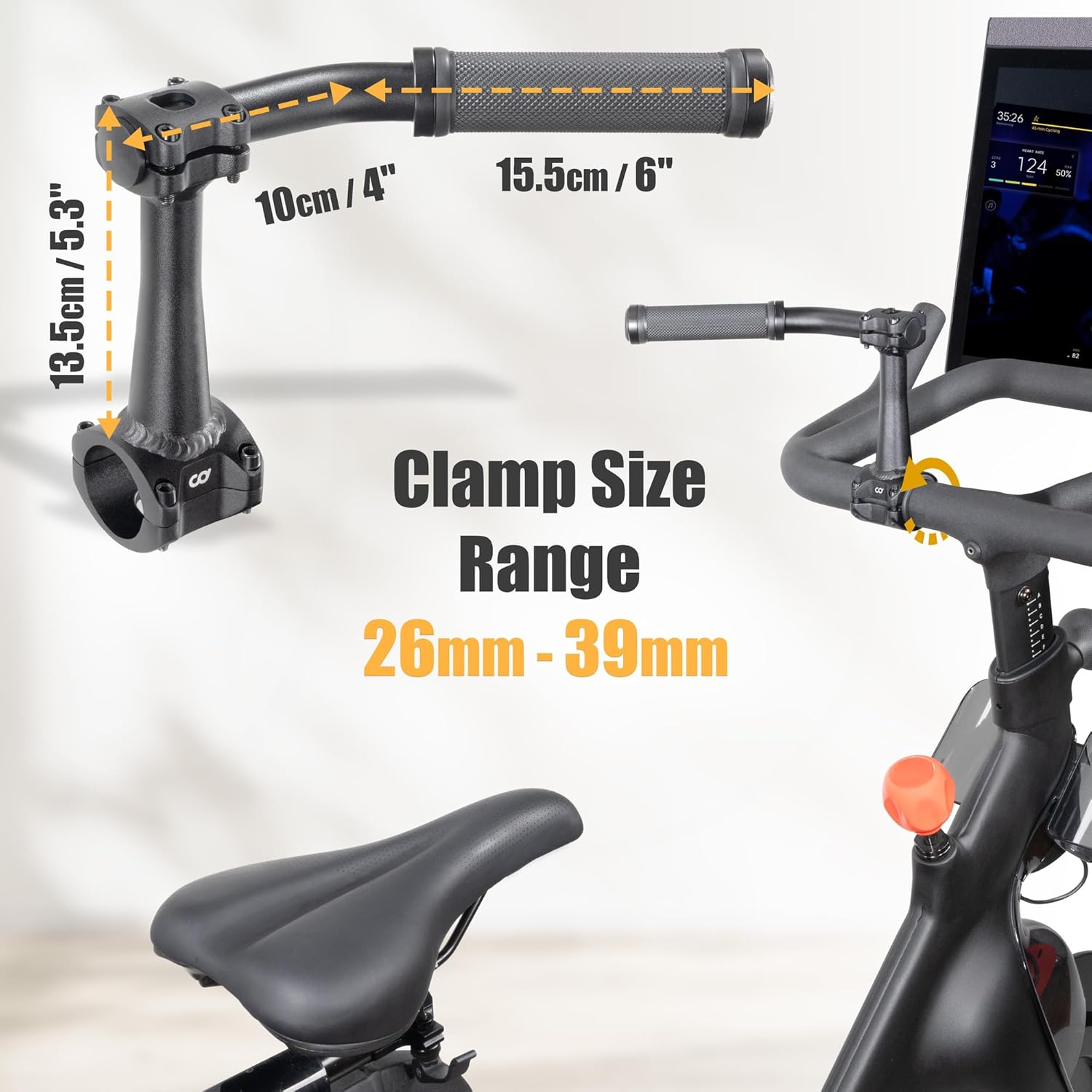 Cyclingdeal 1 Pair of Handlebar Extenders for Indoor Exercise Bike - Great Extension Accessory for Peloton - Compatible with Bicycle Handlebar Grips image number 4