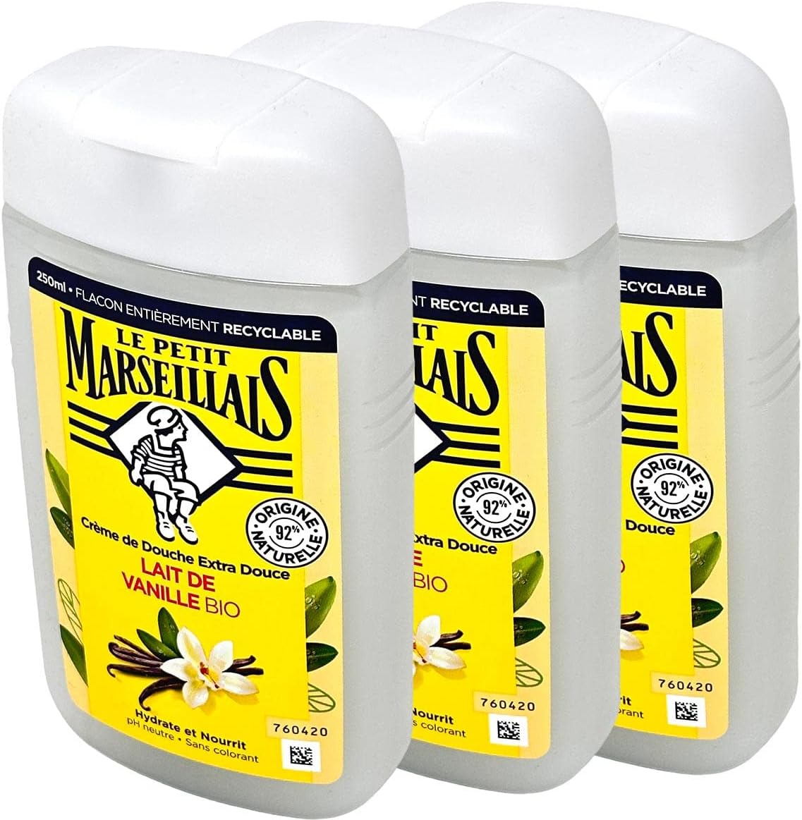 Le Petit Marseillais Shower Gel with Vanilla Milk 3 X 250 Ml from France image number 3