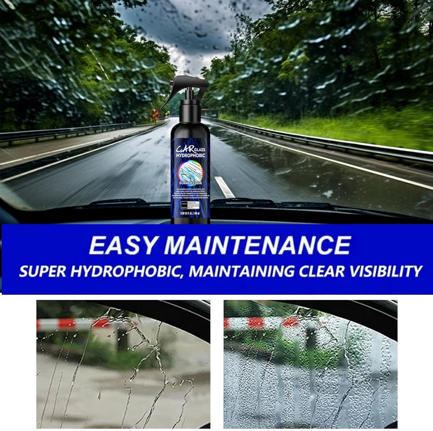 Shpuuyy Car Glass Oil Film Remover, 100Ml Windshield Coating Spray, Automotive Polish for Polishing Cleaning Furniture Tire Truck Rearview Headlight RV