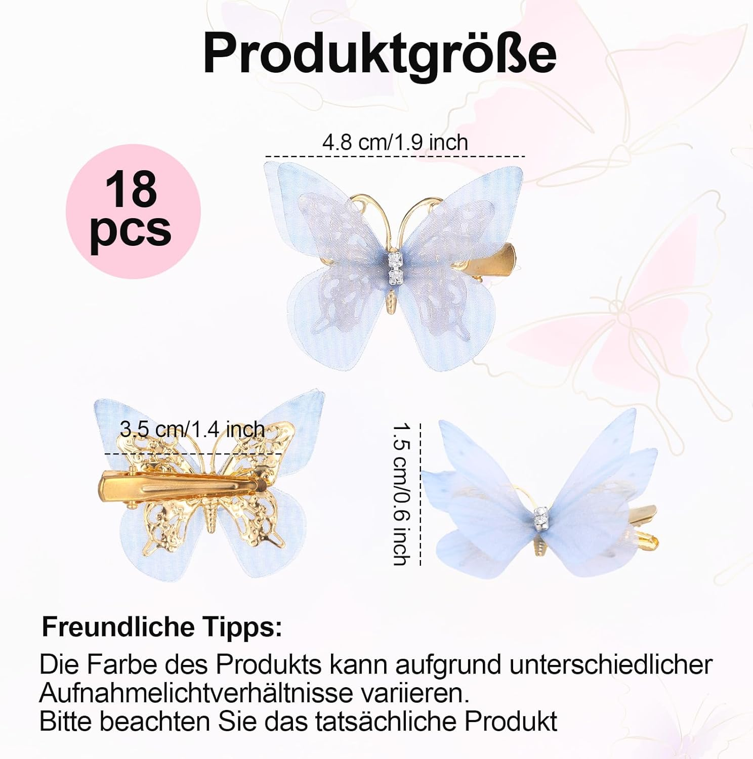Pack of 18 Butterfly Hair Clips, Hair Clip, Butterfly Hair Clip, Small Children'S Hair Accessories, Girls (Solution 2) image number 6