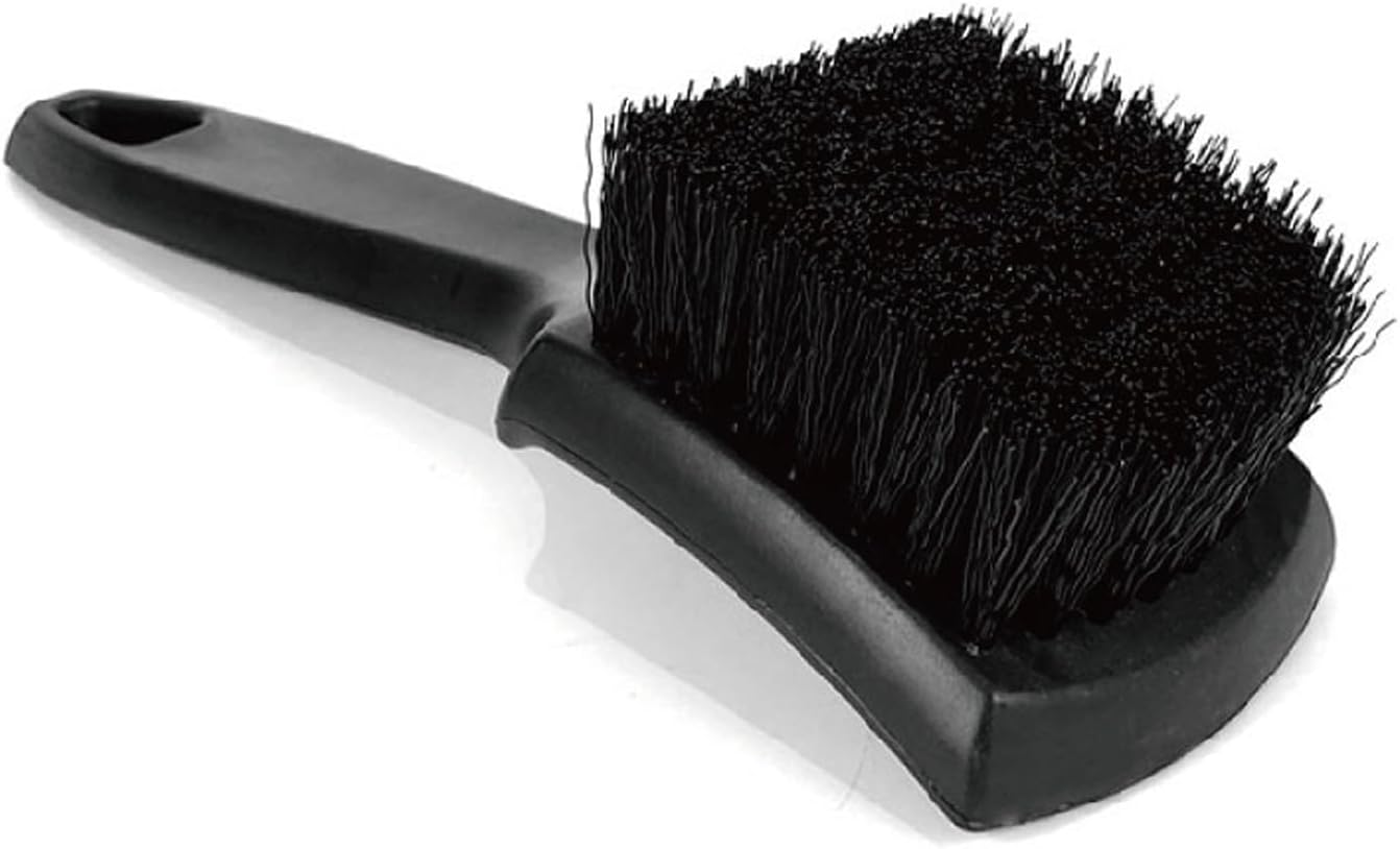 Tire Brush, Car Wheel Brush, Stiff Nylon Bristles for Cleaning Tires, Carpets, Auto Detailing, Black-Unron