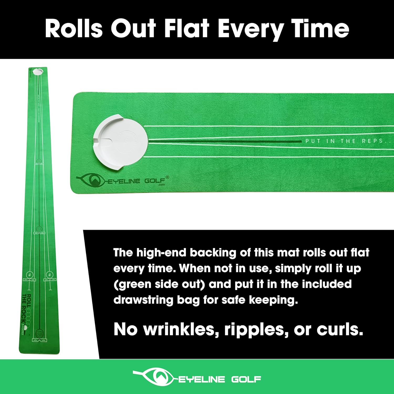 Eyeline Golf Roll the Rock Putting Mat - Have Fun Perfecting Stroke, Alignment, Speed Control, Visualization, Consistency - Indoor - Compact image number 4